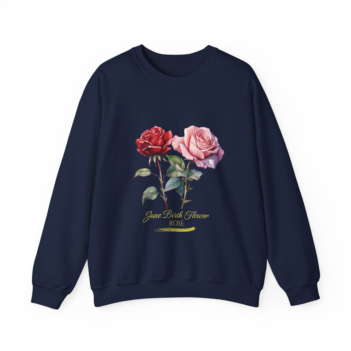 June Birth Flower (Rose) - Unisex Heavy Blend™ Crewneck Sweatshirt