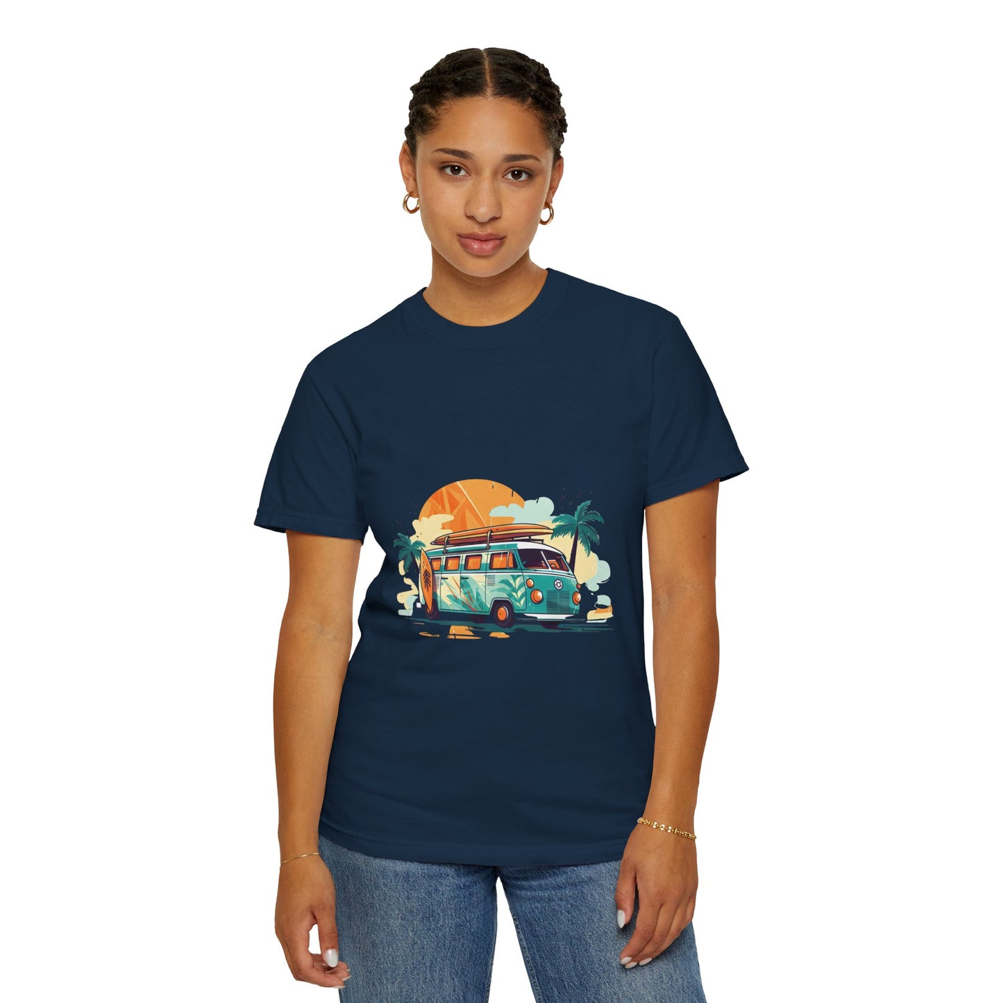 Retro Surf Van: Unisex Garment-Dyed T-shirt