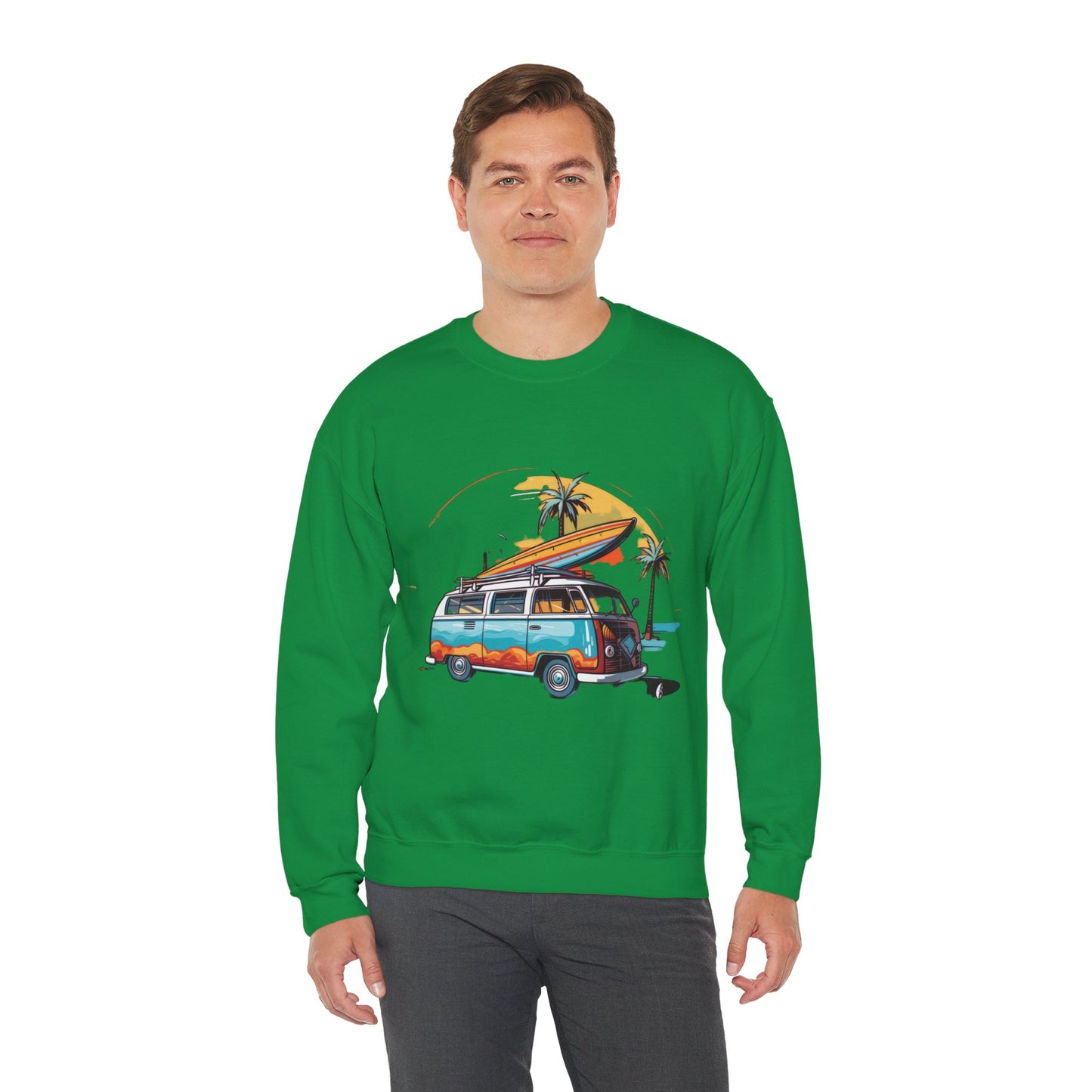 Retro Surf Van - Unisex Heavy Blend™ Crewneck Sweatshirt