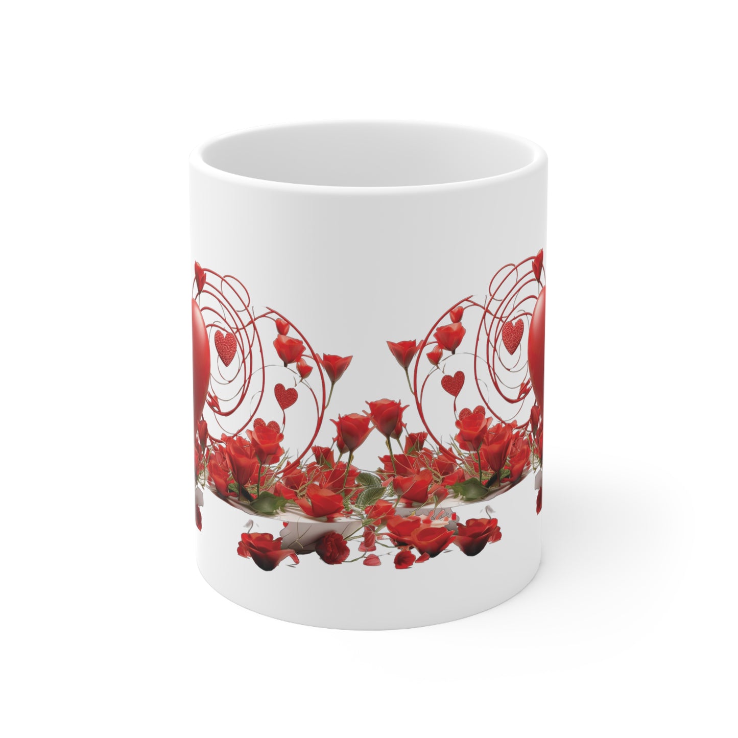 Valentine's Rose Heart: Ceramic Mug 11oz