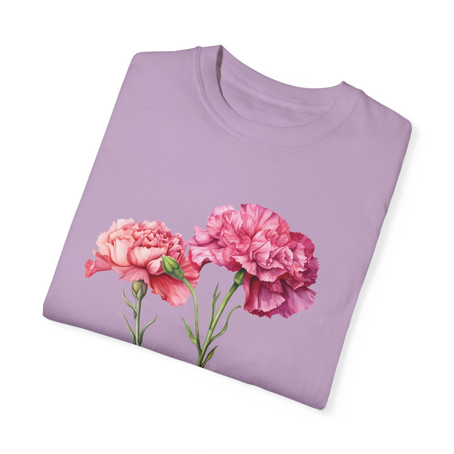 January Birth Flower "Carnation" - Unisex Garment-Dyed T-shirt