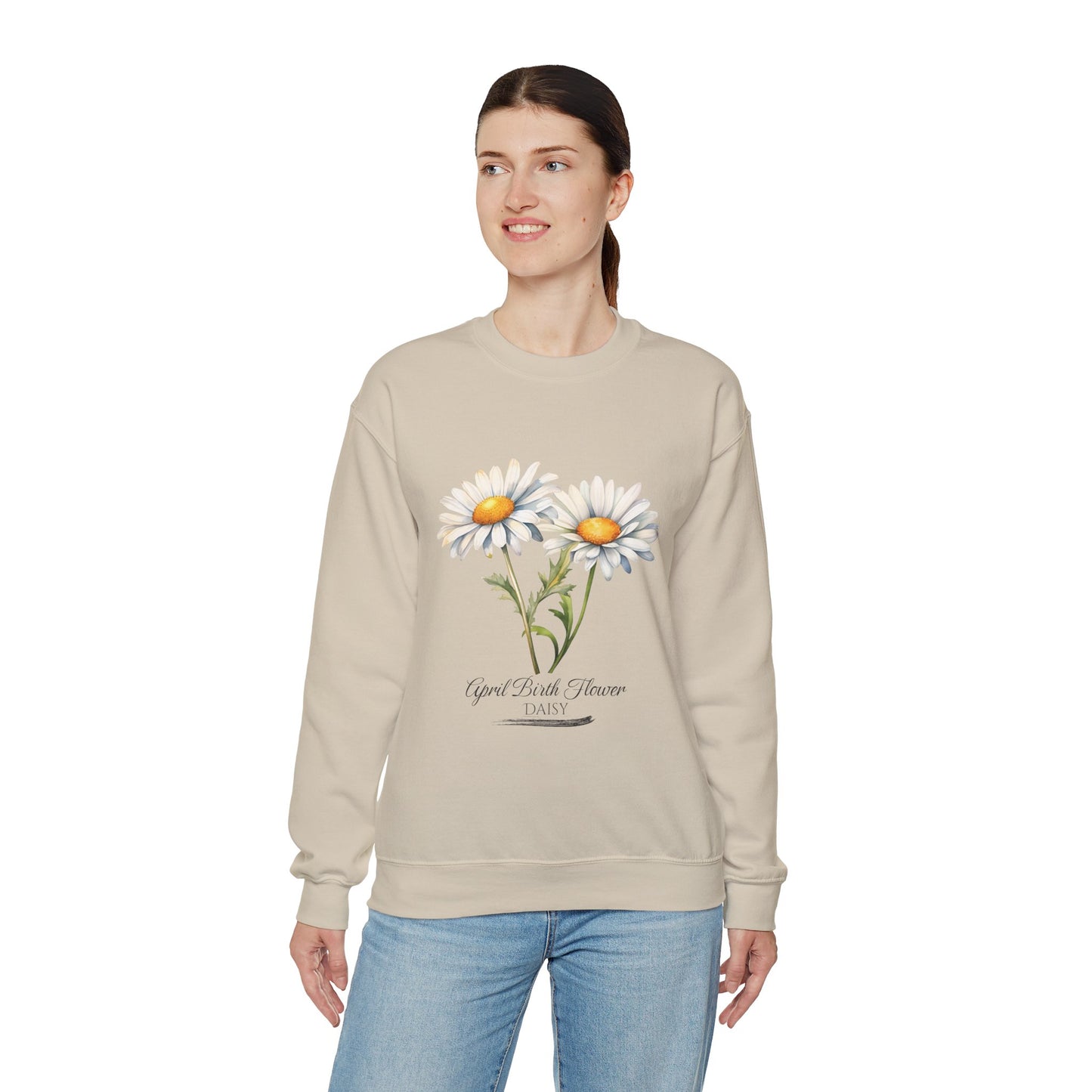 April Birth Flower (Daisy) - Unisex Heavy Blend™ Crewneck Sweatshirt