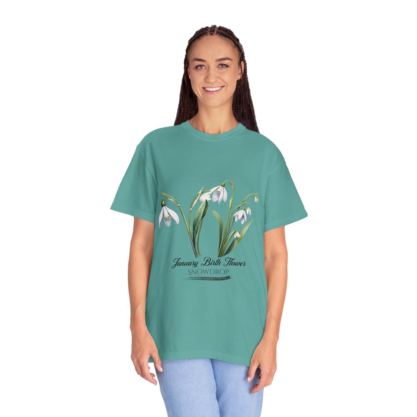 January Birth Flower "Snowdrop" - Unisex Garment-Dyed T-shirt