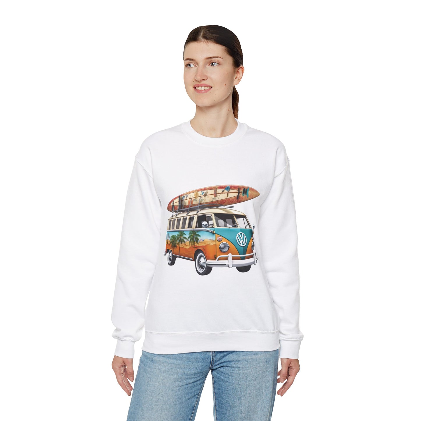 Retro Surf Van - Unisex Heavy Blend™ Crewneck Sweatshirt