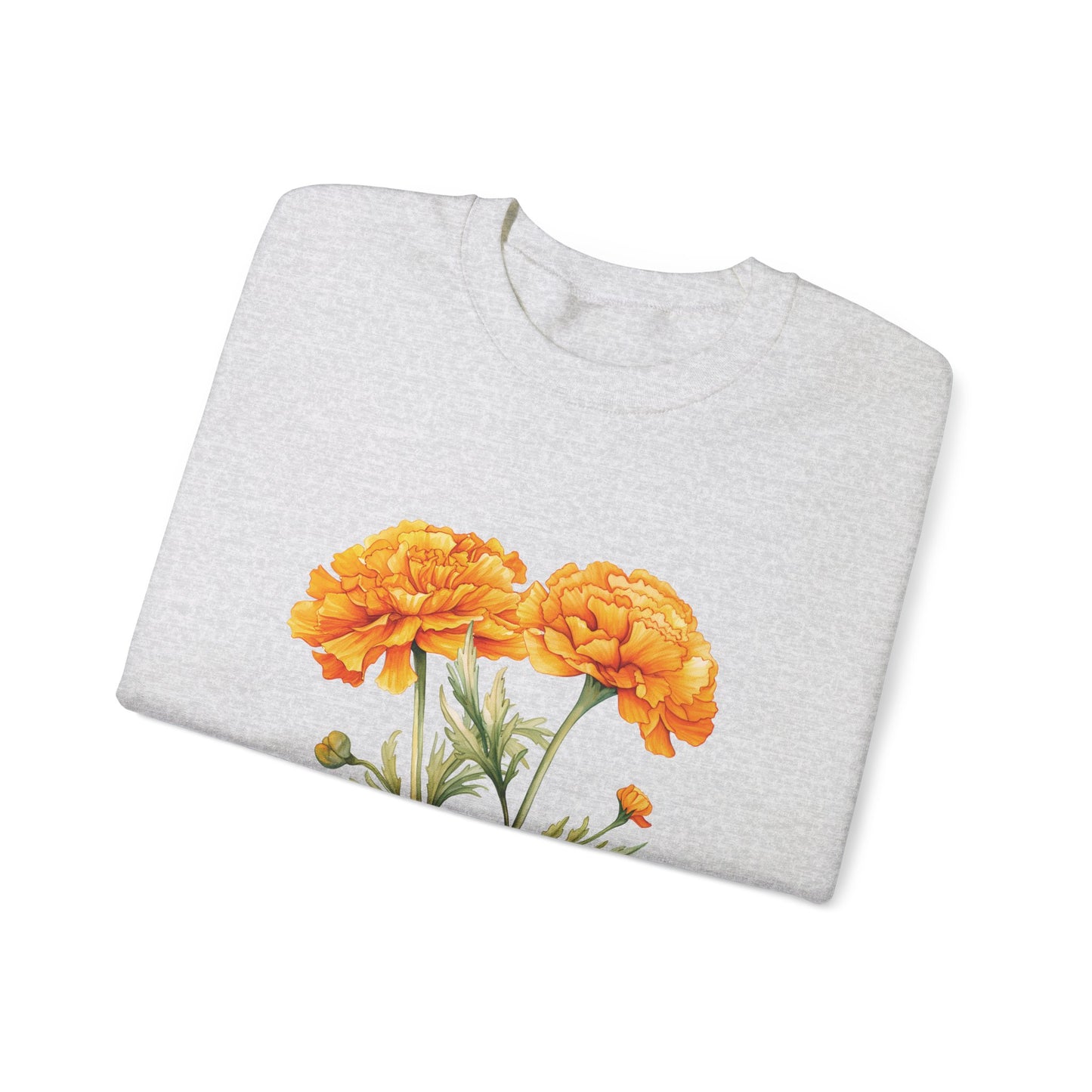 October Birth Flower (Marigold) - Unisex Heavy Blend™ Crewneck Sweatshirt