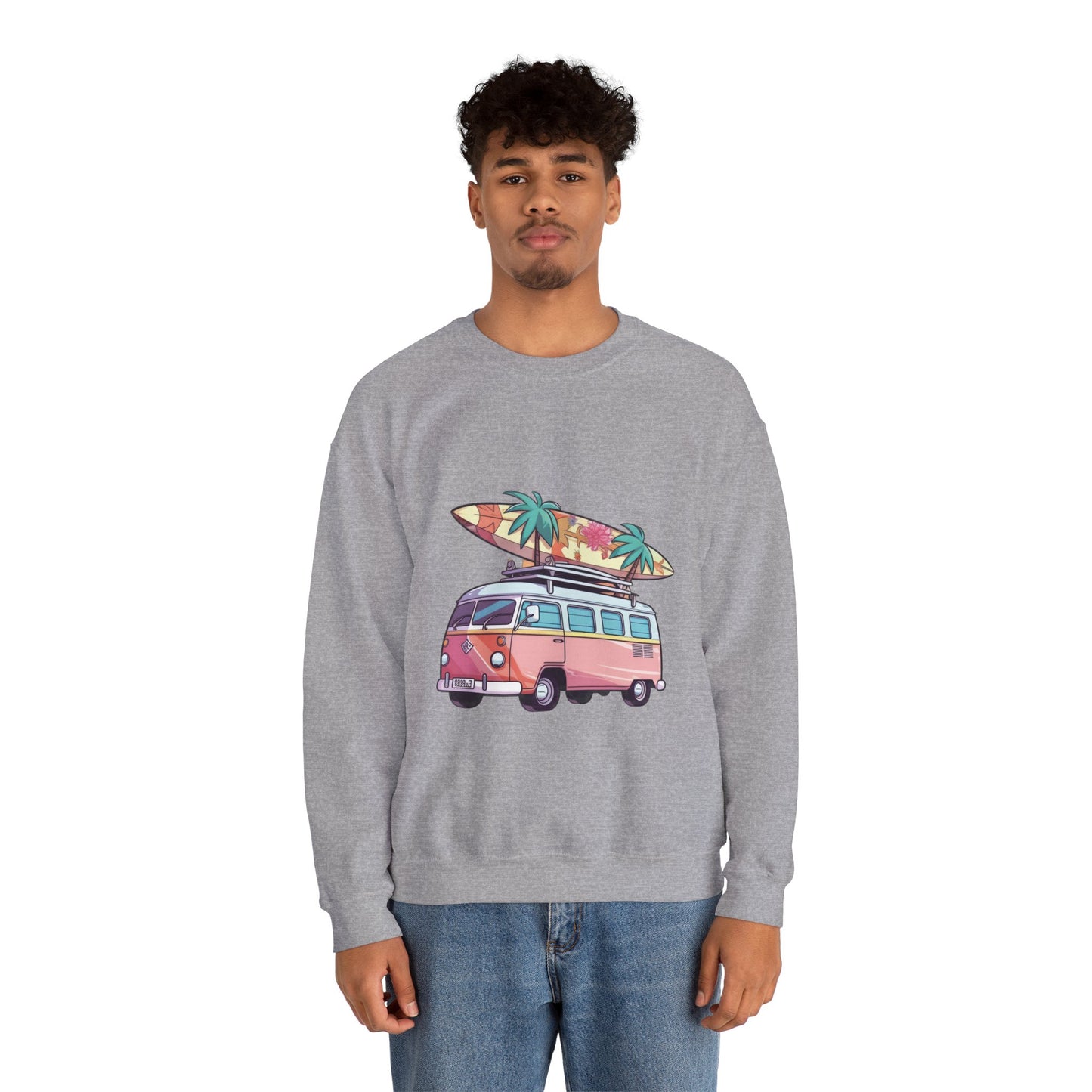 Retro Surf Van - Unisex Heavy Blend™ Crewneck Sweatshirt