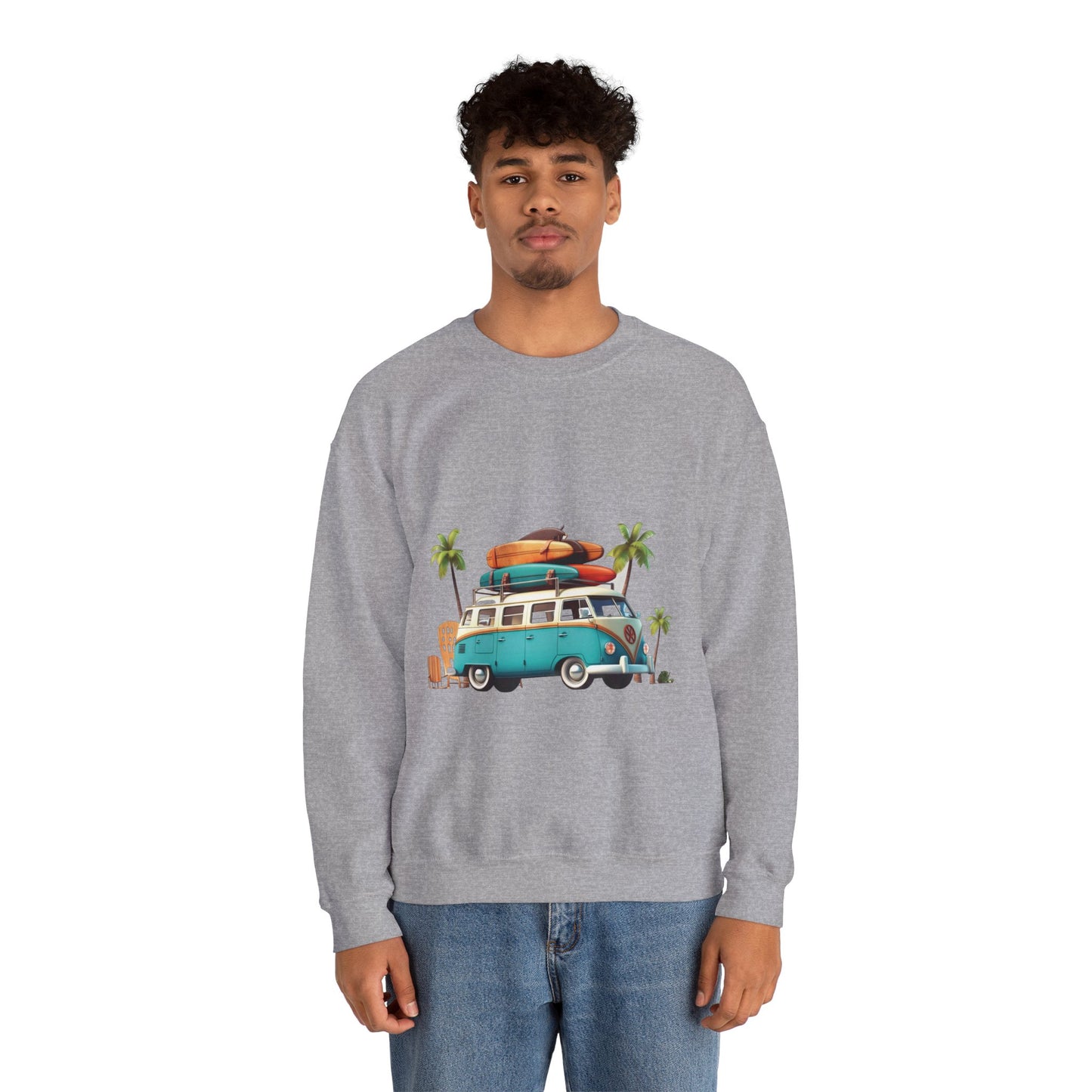 Retro Surf Van - Unisex Heavy Blend™ Crewneck Sweatshirt