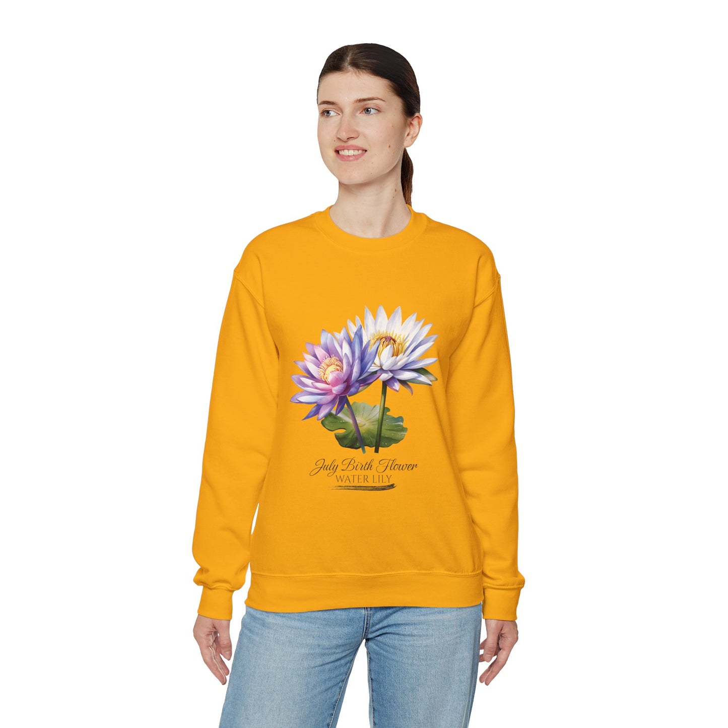 July Birth Flower (Water Lily) - Unisex Heavy Blend™ Crewneck Sweatshirt