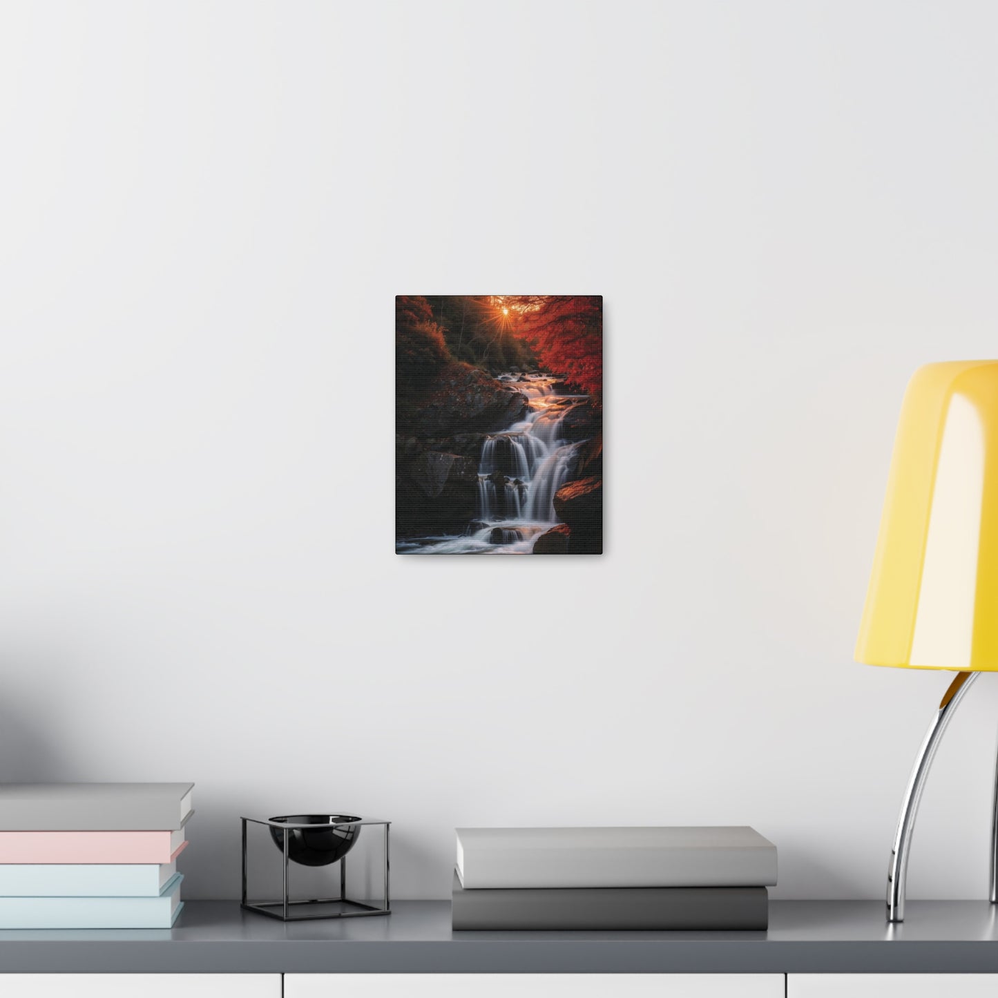 Sunrise Over the Waterfall: Canvas Gallery Wraps