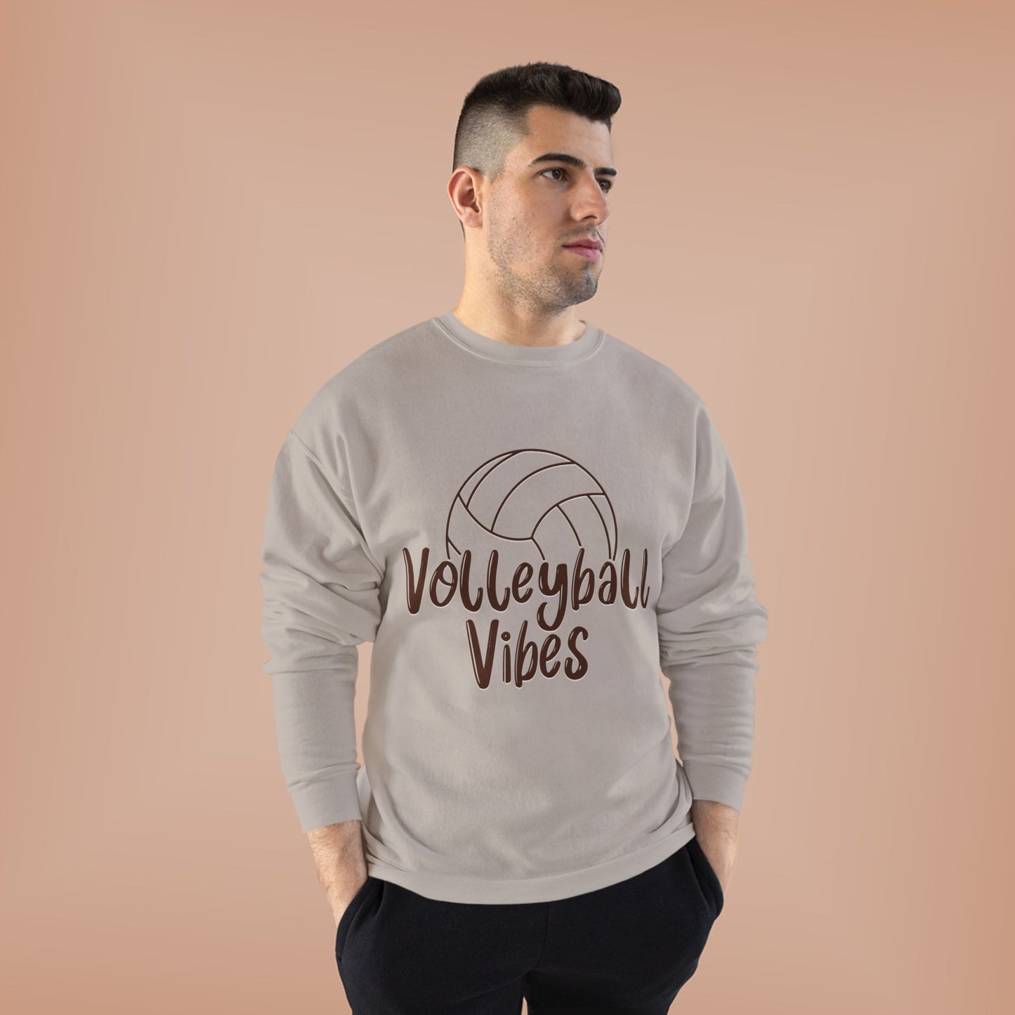 Unisex Volleyball Vibes Crewneck Sweatshirt, Trendy Sports Apparel, Cozy Gift for Athletes, Volleyball Lover's Gear, Eco-Friendly Fashion