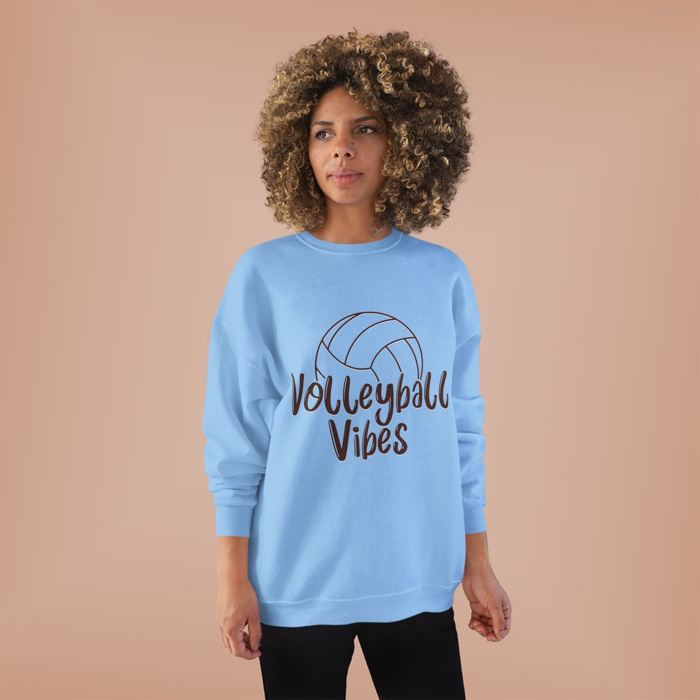 Unisex Volleyball Vibes Crewneck Sweatshirt, Trendy Sports Apparel, Cozy Gift for Athletes, Volleyball Lover's Gear, Eco-Friendly Fashion