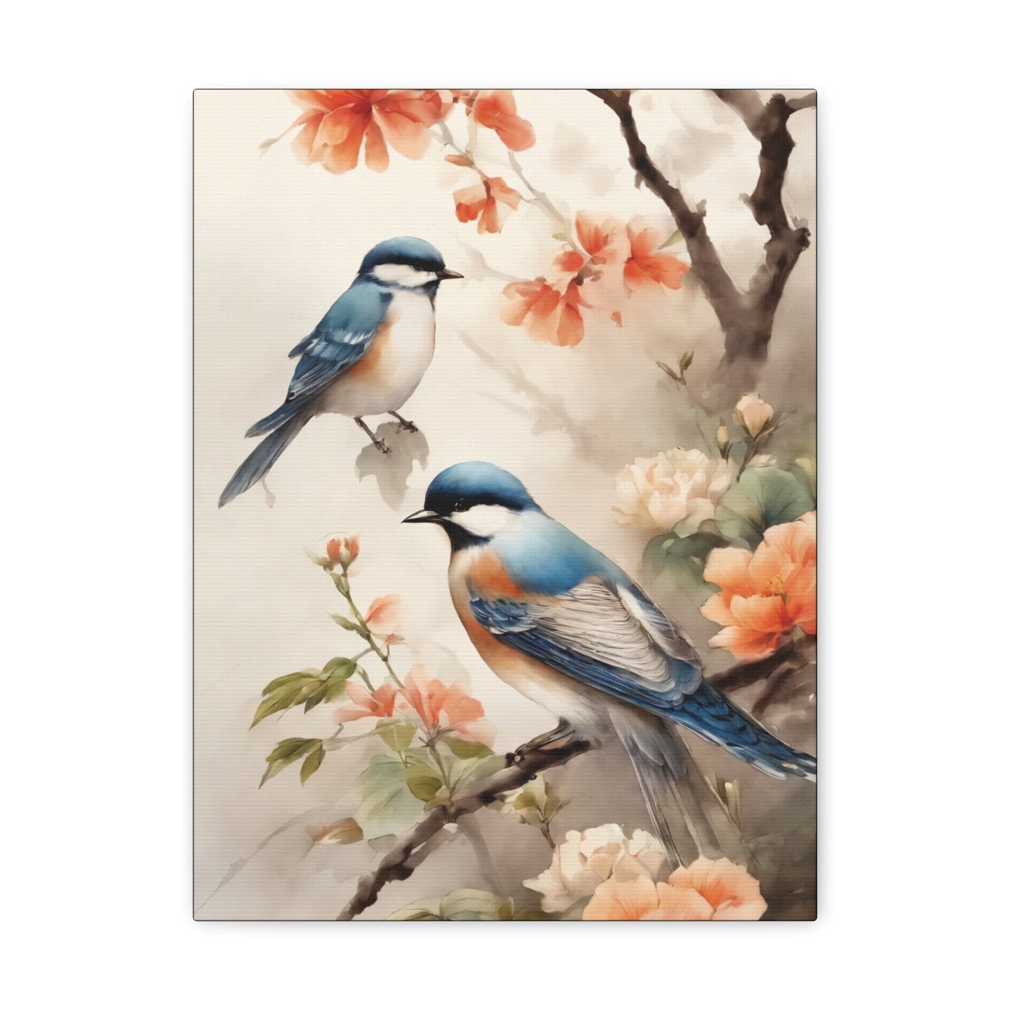 Birds & Spring Flower Blooms: Canvas Gallery Wraps