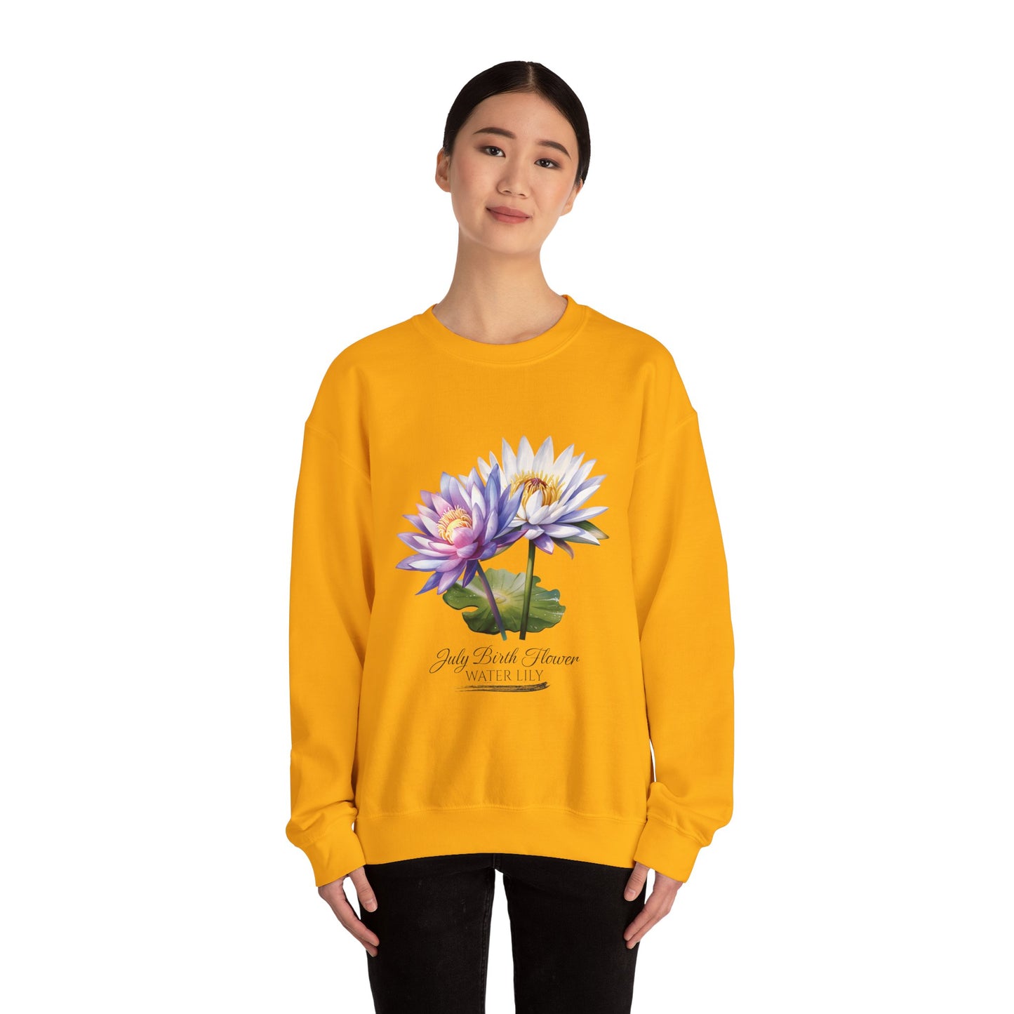 July Birth Flower (Water Lily) - Unisex Heavy Blend™ Crewneck Sweatshirt