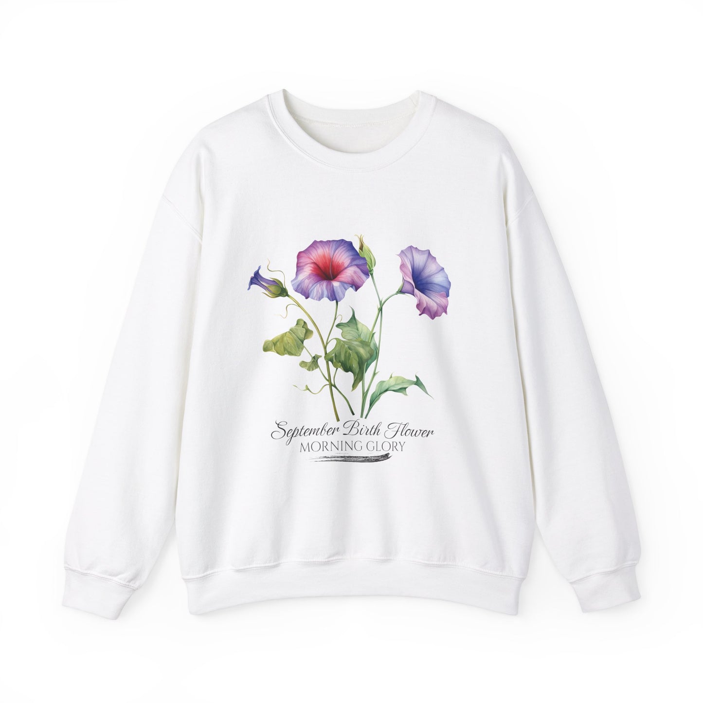 September Birth Flower (Morning Glory) - Unisex Heavy Blend™ Crewneck Sweatshirt