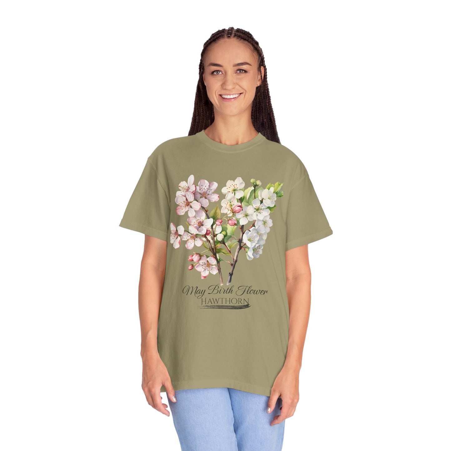 May Birth Flower "Hawthorn" - Unisex Garment-Dyed T-shirt