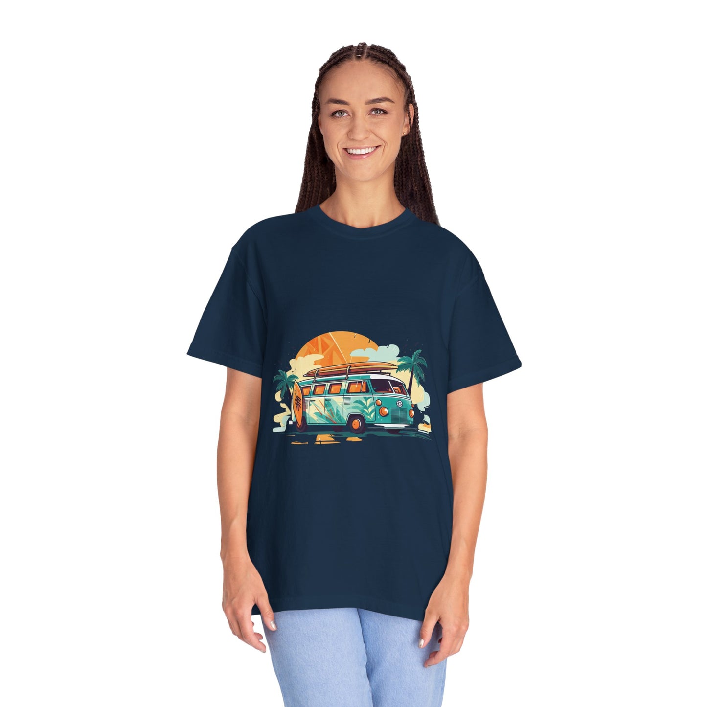 Retro Surf Van: Unisex Garment-Dyed T-shirt