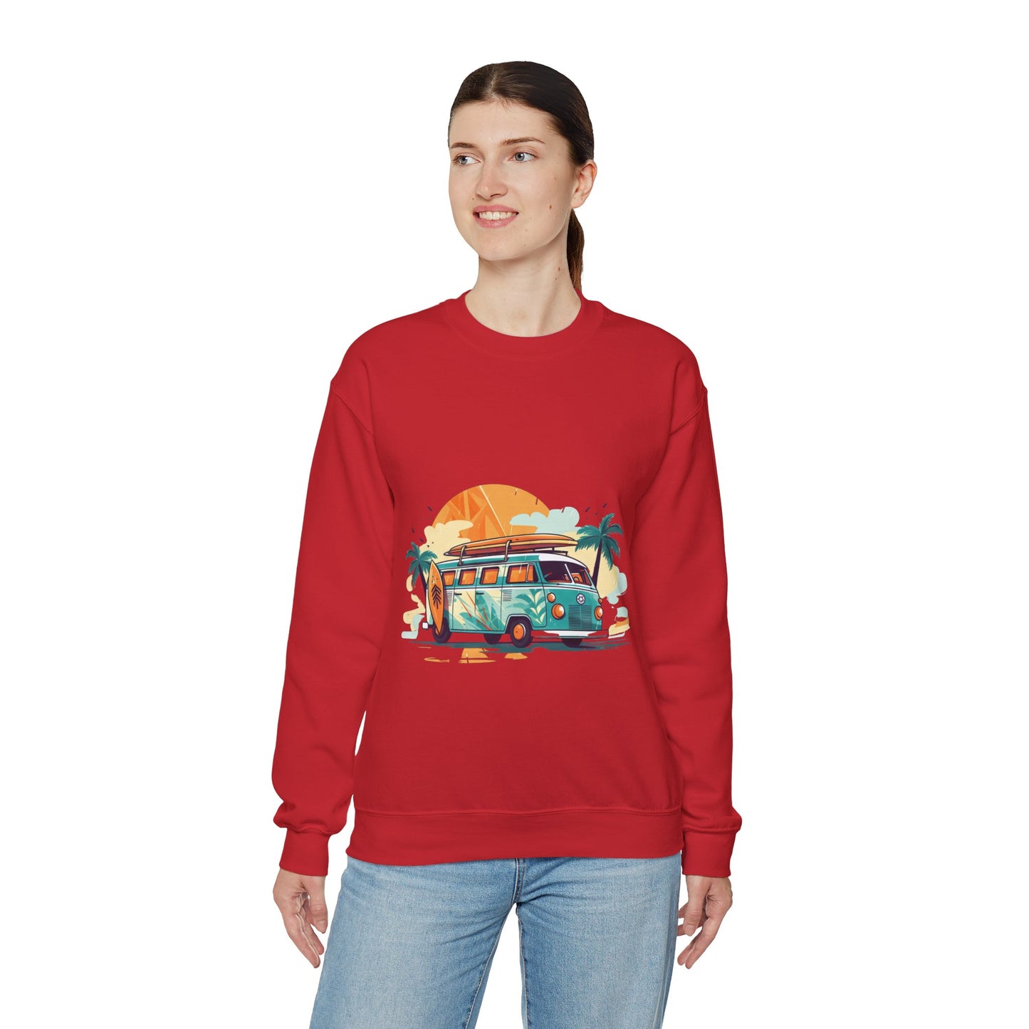 Retro Surf Van - Unisex Heavy Blend™ Crewneck Sweatshirt