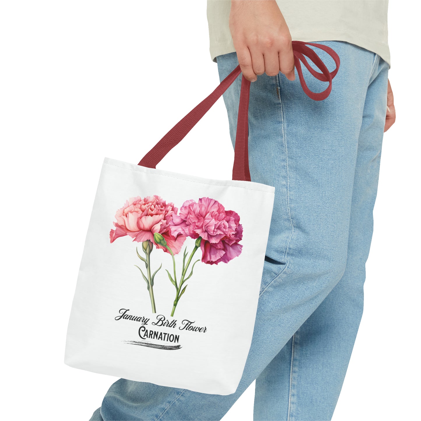 January Birth Flower: Carnation - Tote Bag (AOP)