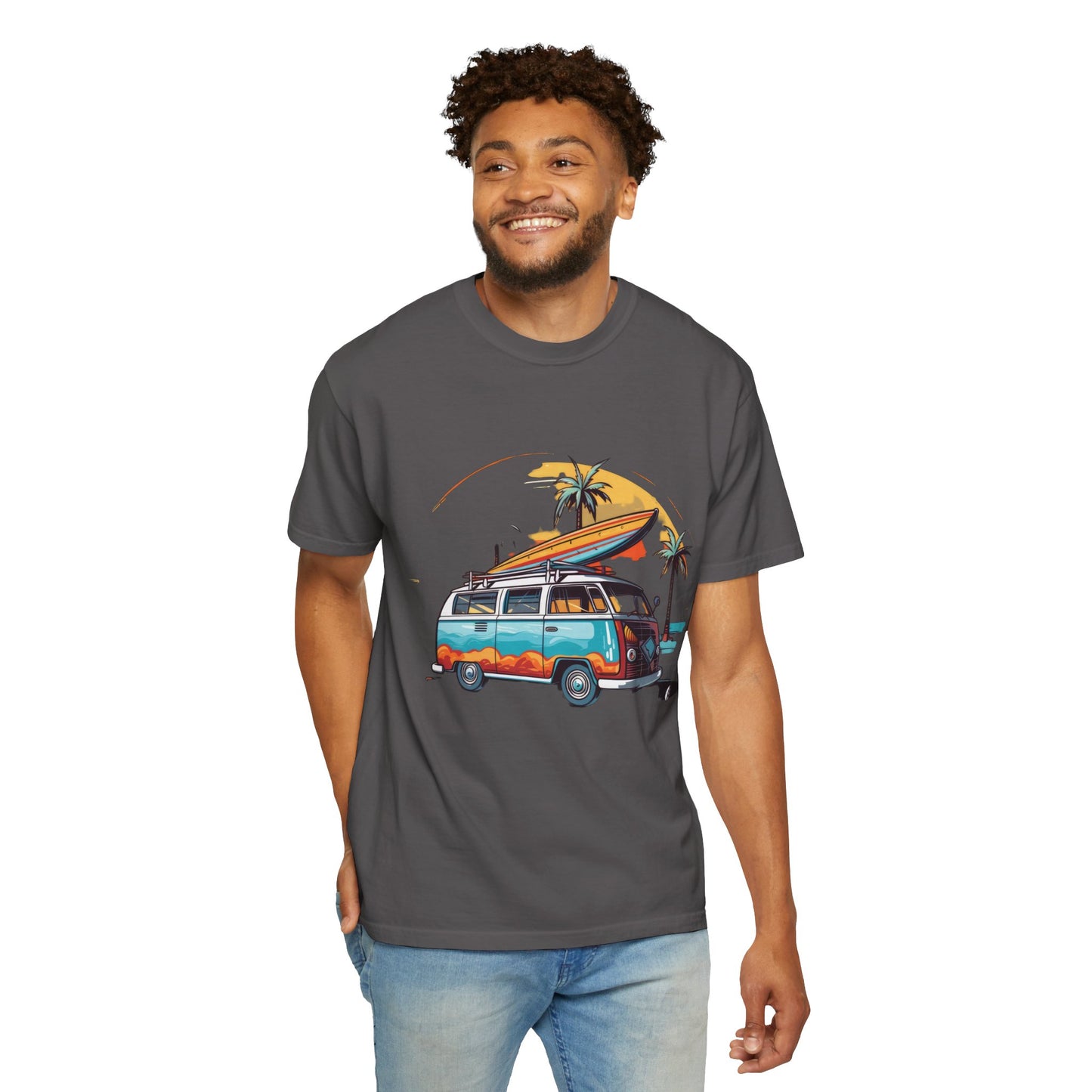 Retro Surf Van: Unisex Garment-Dyed T-shirt