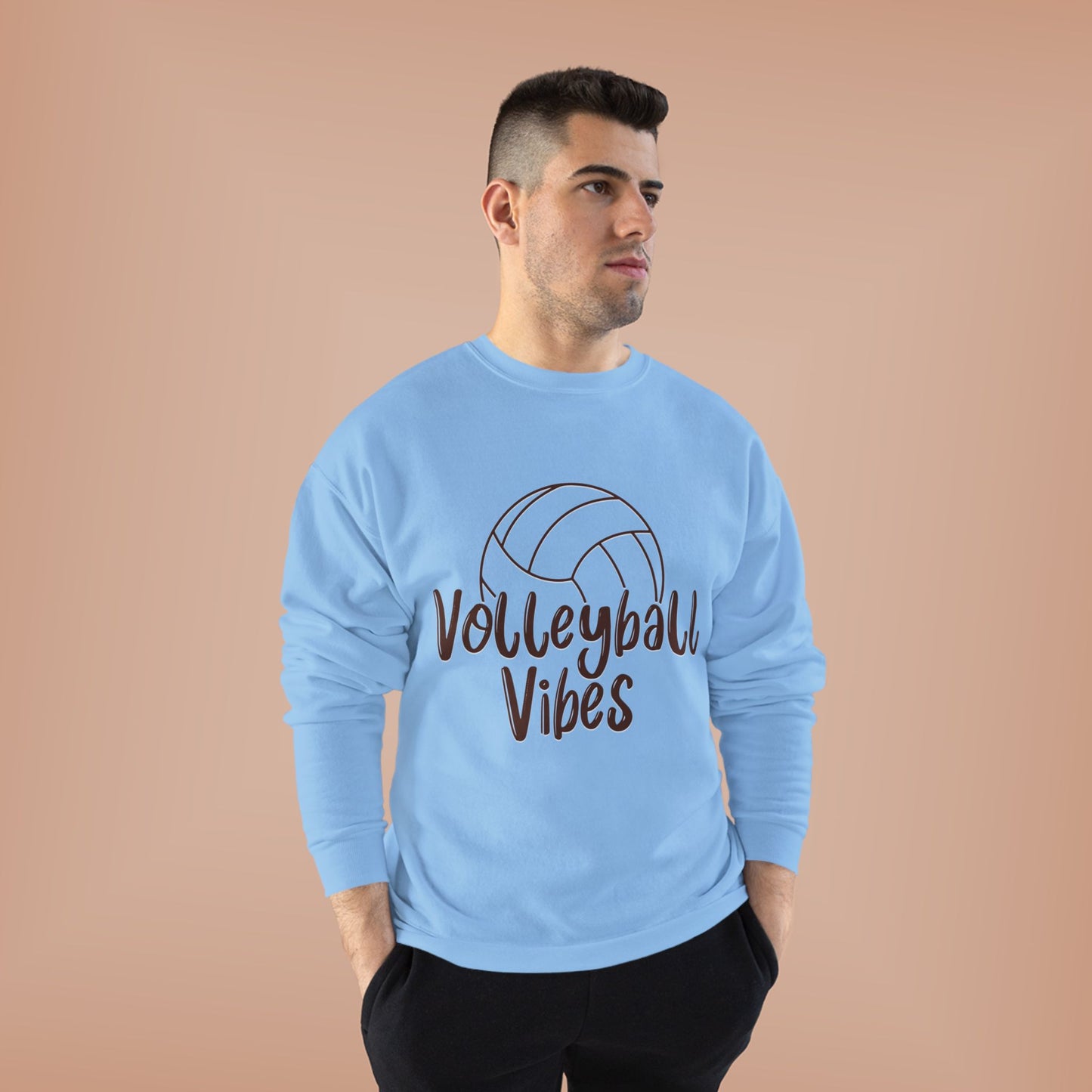 Unisex Volleyball Vibes Crewneck Sweatshirt, Trendy Sports Apparel, Cozy Gift for Athletes, Volleyball Lover's Gear, Eco-Friendly Fashion