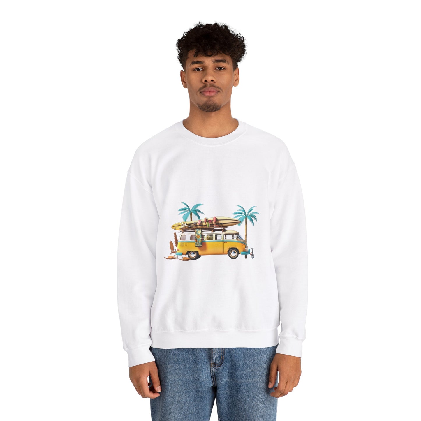 Retro Surf Van - Unisex Heavy Blend™ Crewneck Sweatshirt