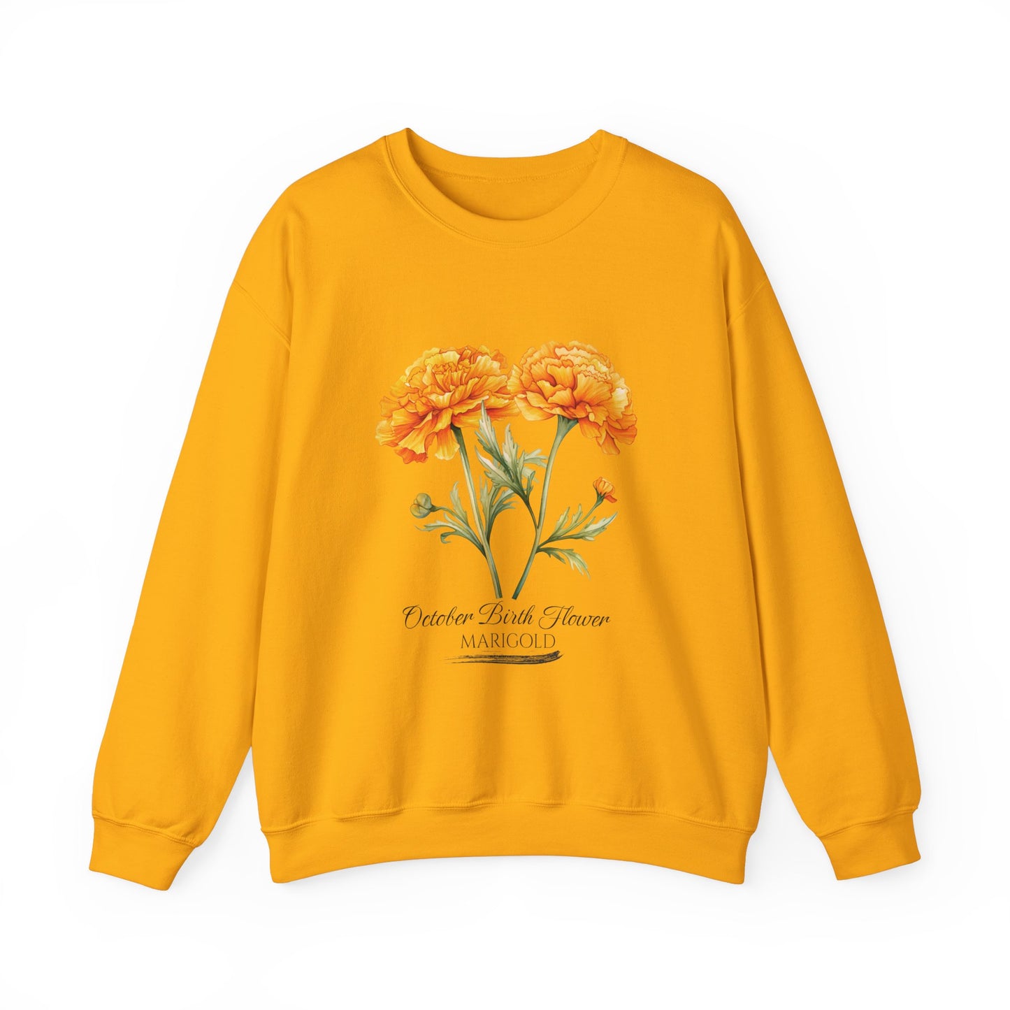 October Birth Flower (Marigold) - Unisex Heavy Blend™ Crewneck Sweatshirt