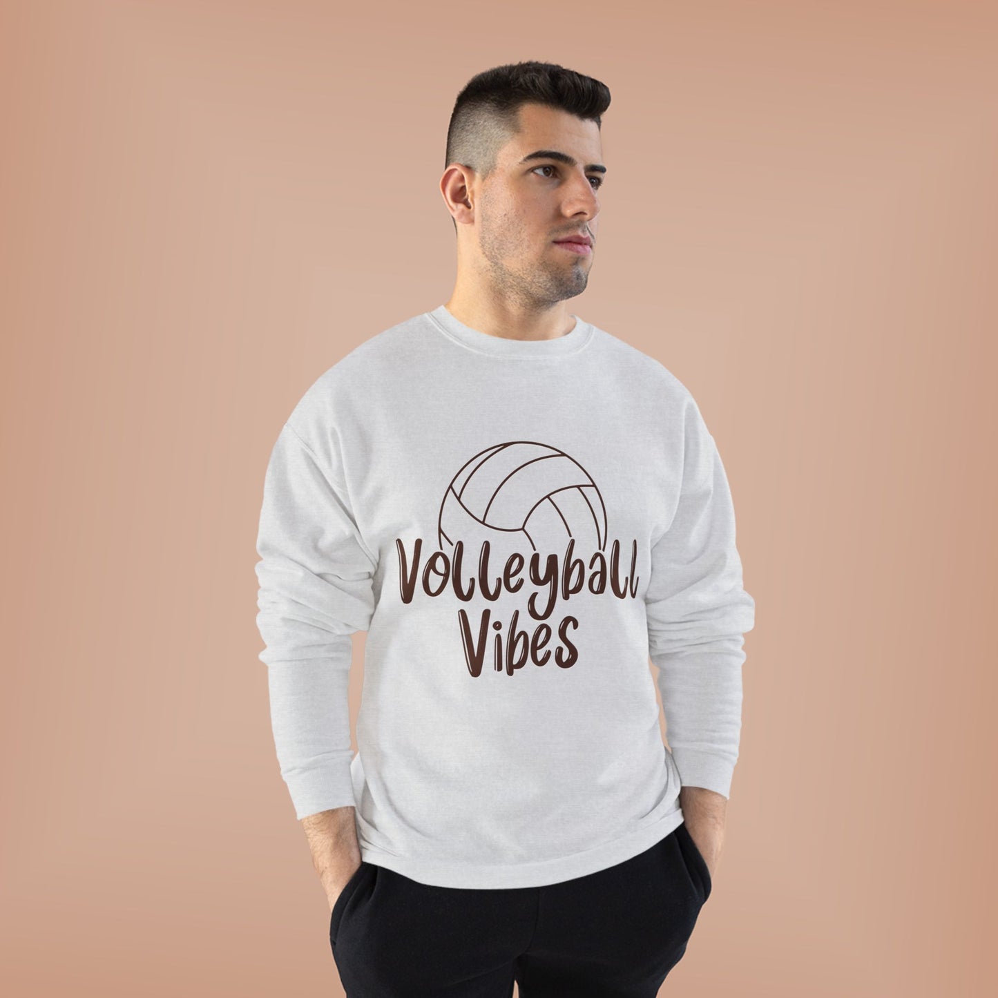 Unisex Volleyball Vibes Crewneck Sweatshirt, Trendy Sports Apparel, Cozy Gift for Athletes, Volleyball Lover's Gear, Eco-Friendly Fashion