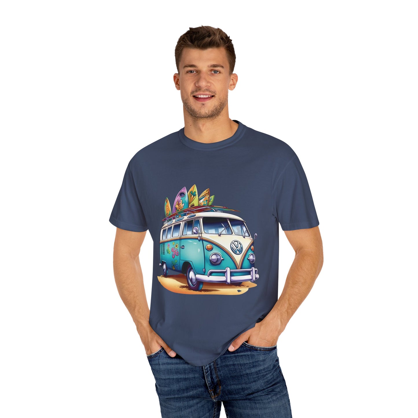 Retro Surf Van: Unisex Garment-Dyed T-shirt