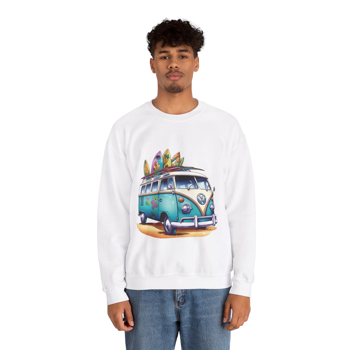 Retro Surf Van - Unisex Heavy Blend™ Crewneck Sweatshirt