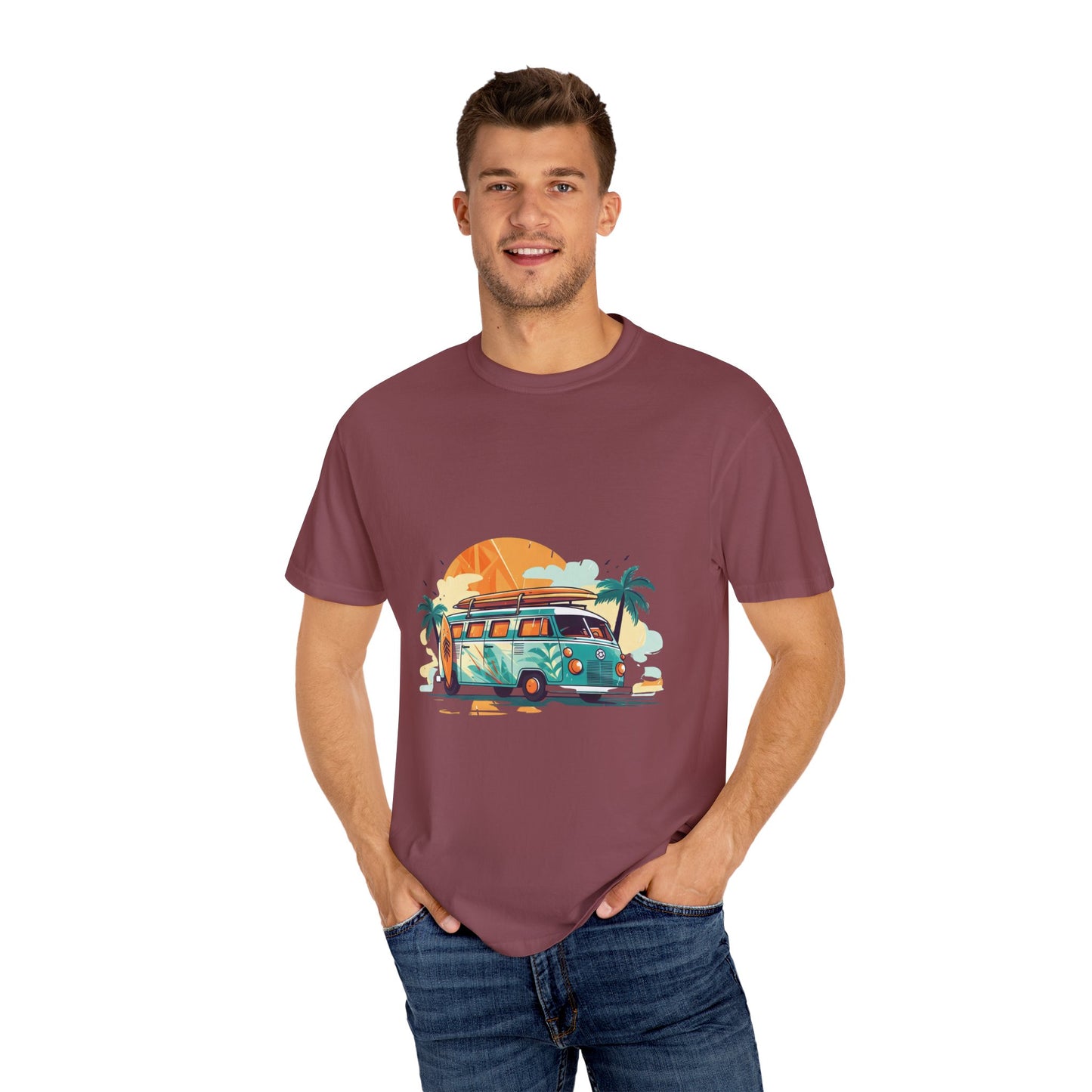 Retro Surf Van: Unisex Garment-Dyed T-shirt