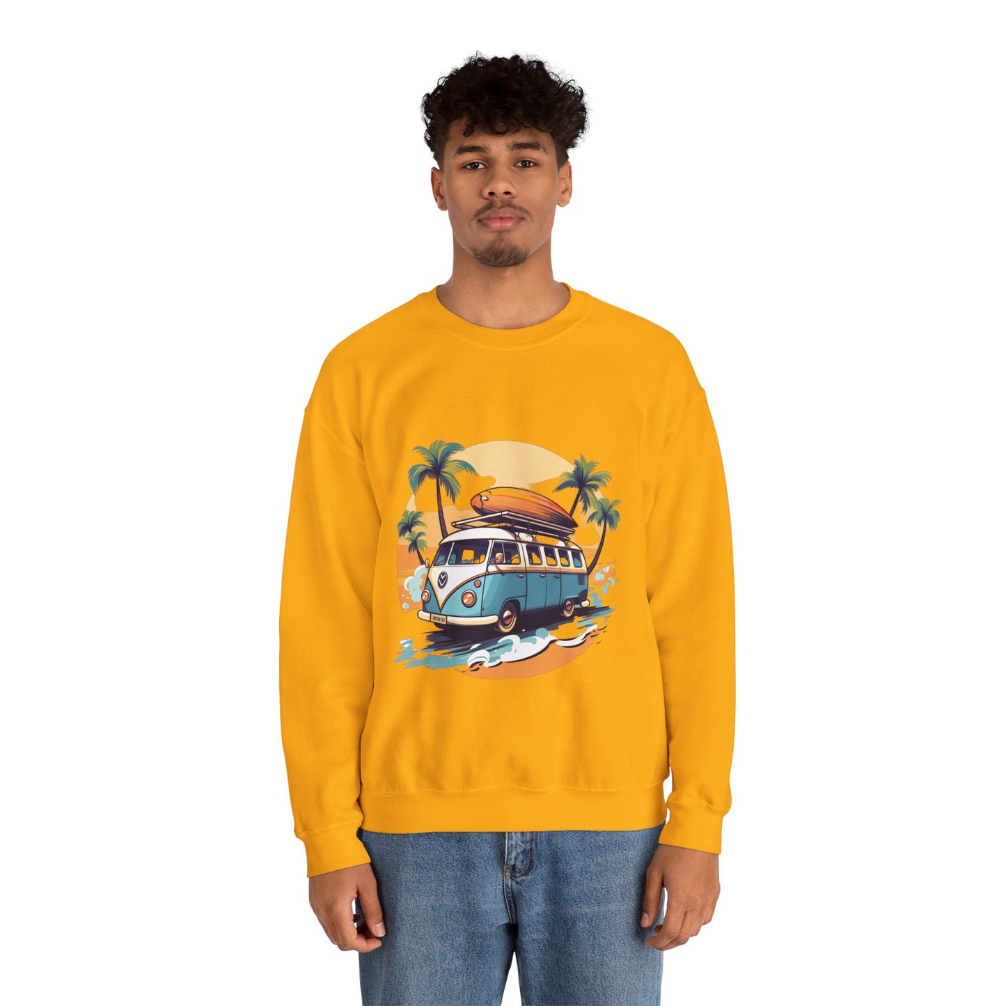 Retro Surf Van - Unisex Heavy Blend™ Crewneck Sweatshirt