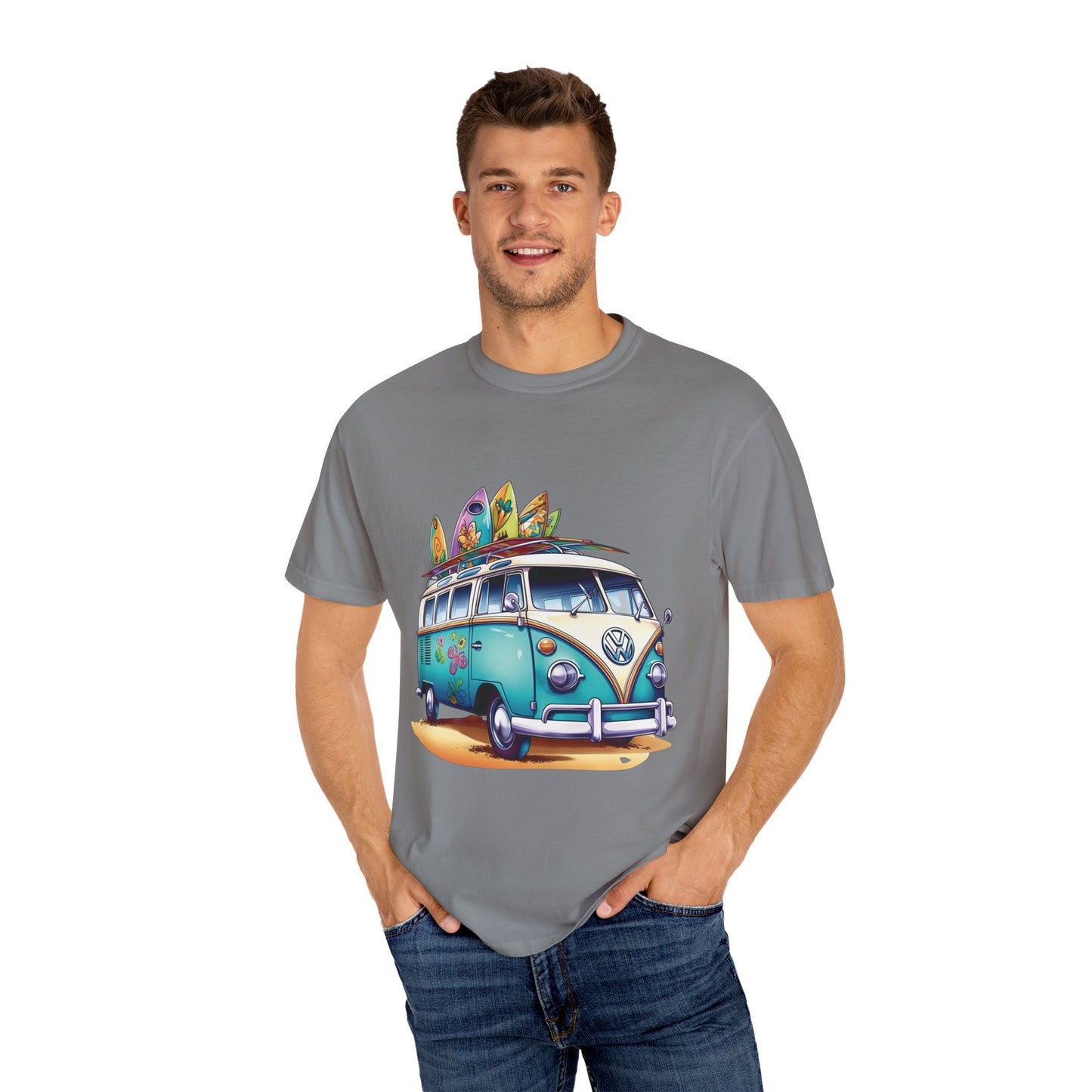 Retro Surf Van: Unisex Garment-Dyed T-shirt