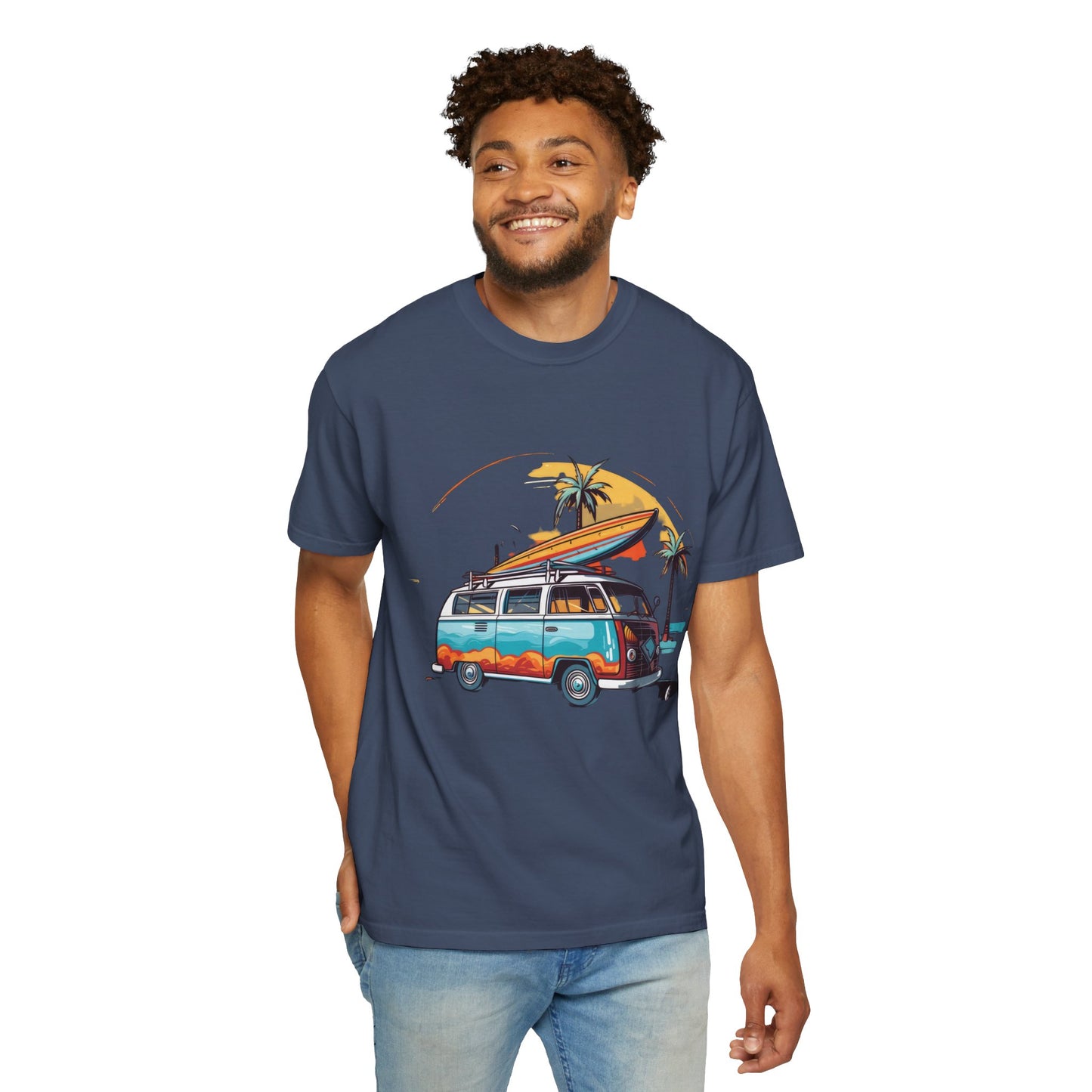 Retro Surf Van: Unisex Garment-Dyed T-shirt