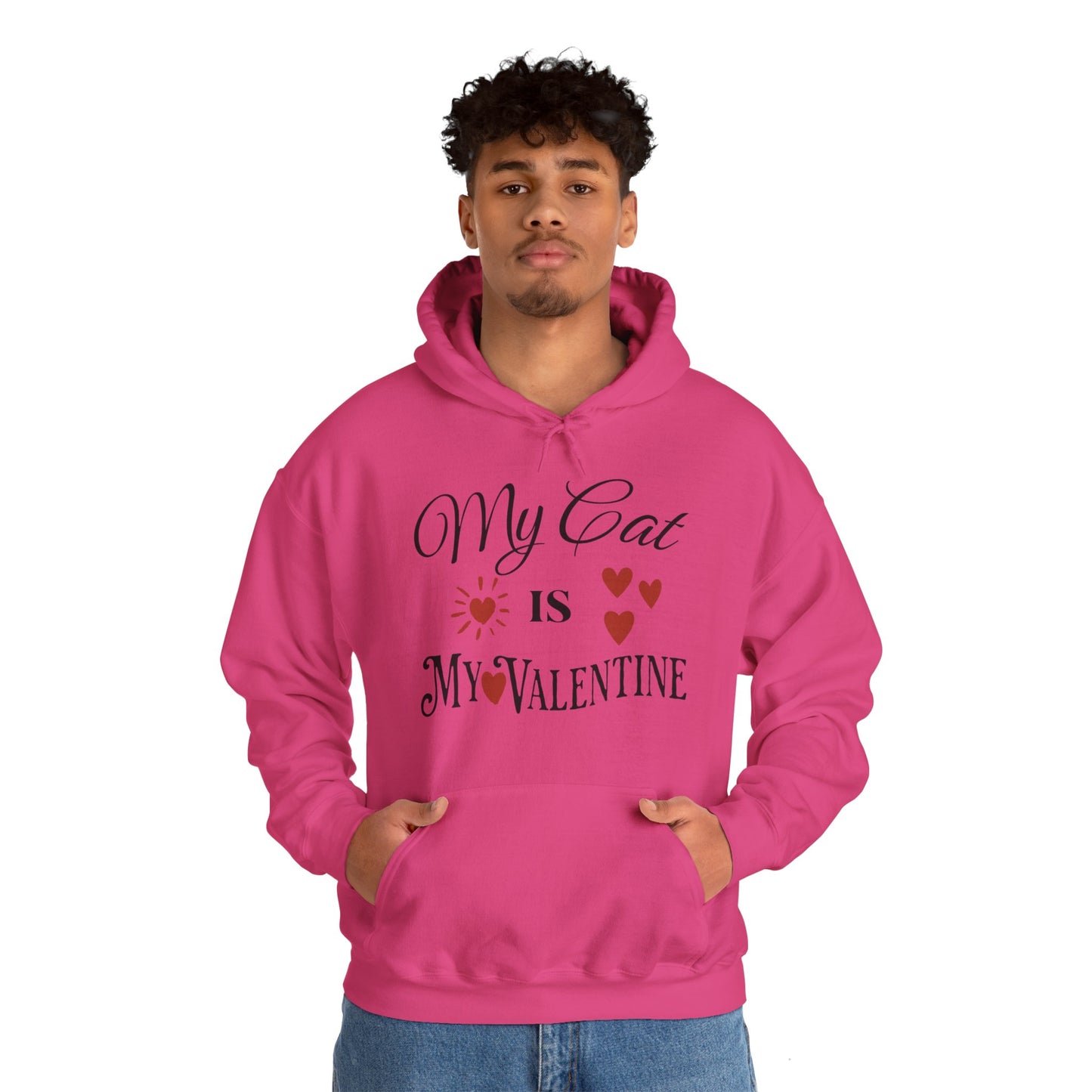 My Cat Is My Valentine - Unisex Heavy Blend™ Hooded Sweatshirt