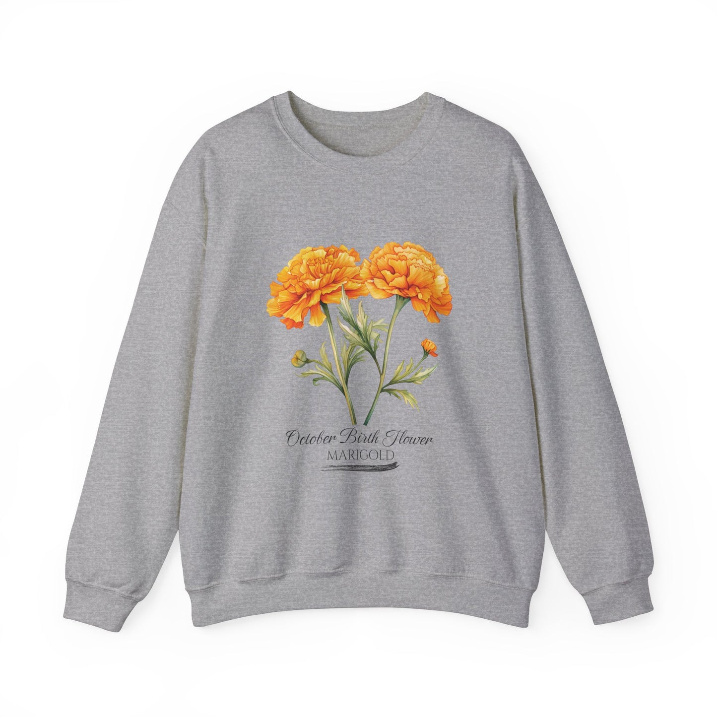 October Birth Flower (Marigold) - Unisex Heavy Blend™ Crewneck Sweatshirt