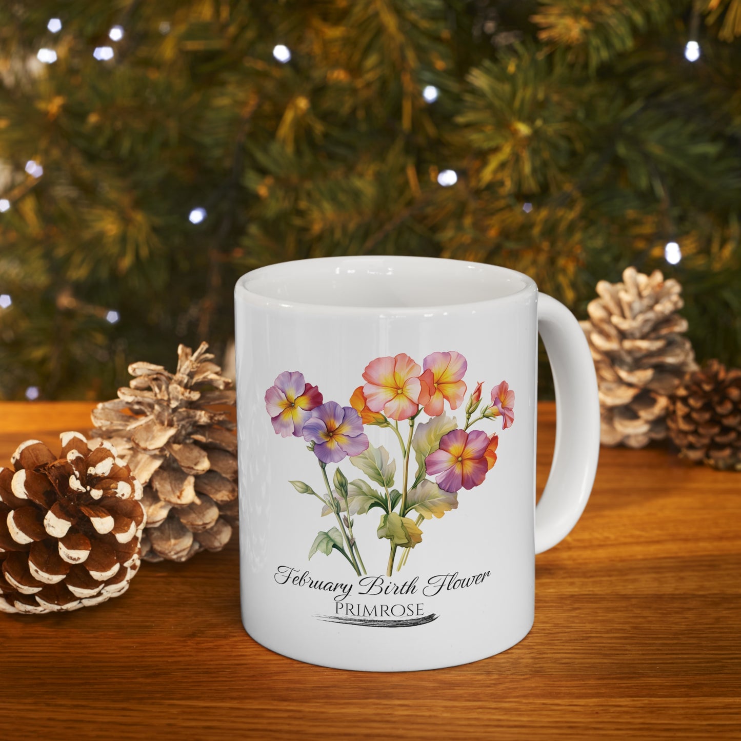 February Birth Flower (Primrose): Ceramic Mug 11oz