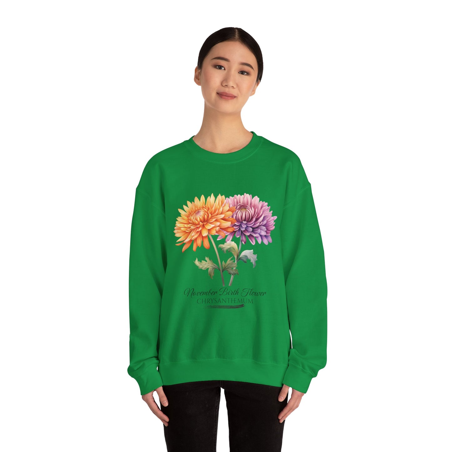 November Birth Flower (Chrysanthemum) - Unisex Heavy Blend™ Crewneck Sweatshirt