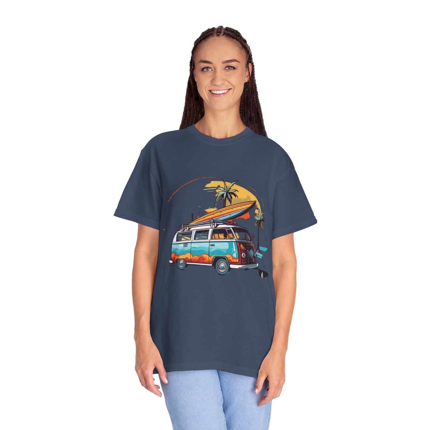 Retro Surf Van: Unisex Garment-Dyed T-shirt