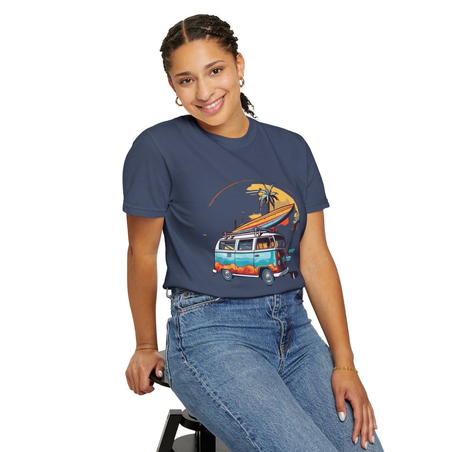 Retro Surf Van: Unisex Garment-Dyed T-shirt