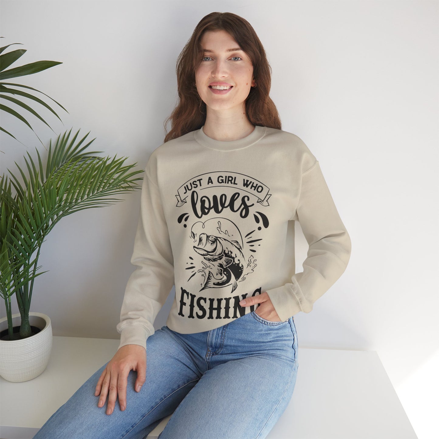 Just a girl who loves fishing - Unisex Heavy Blend™ Crewneck Sweatshirt