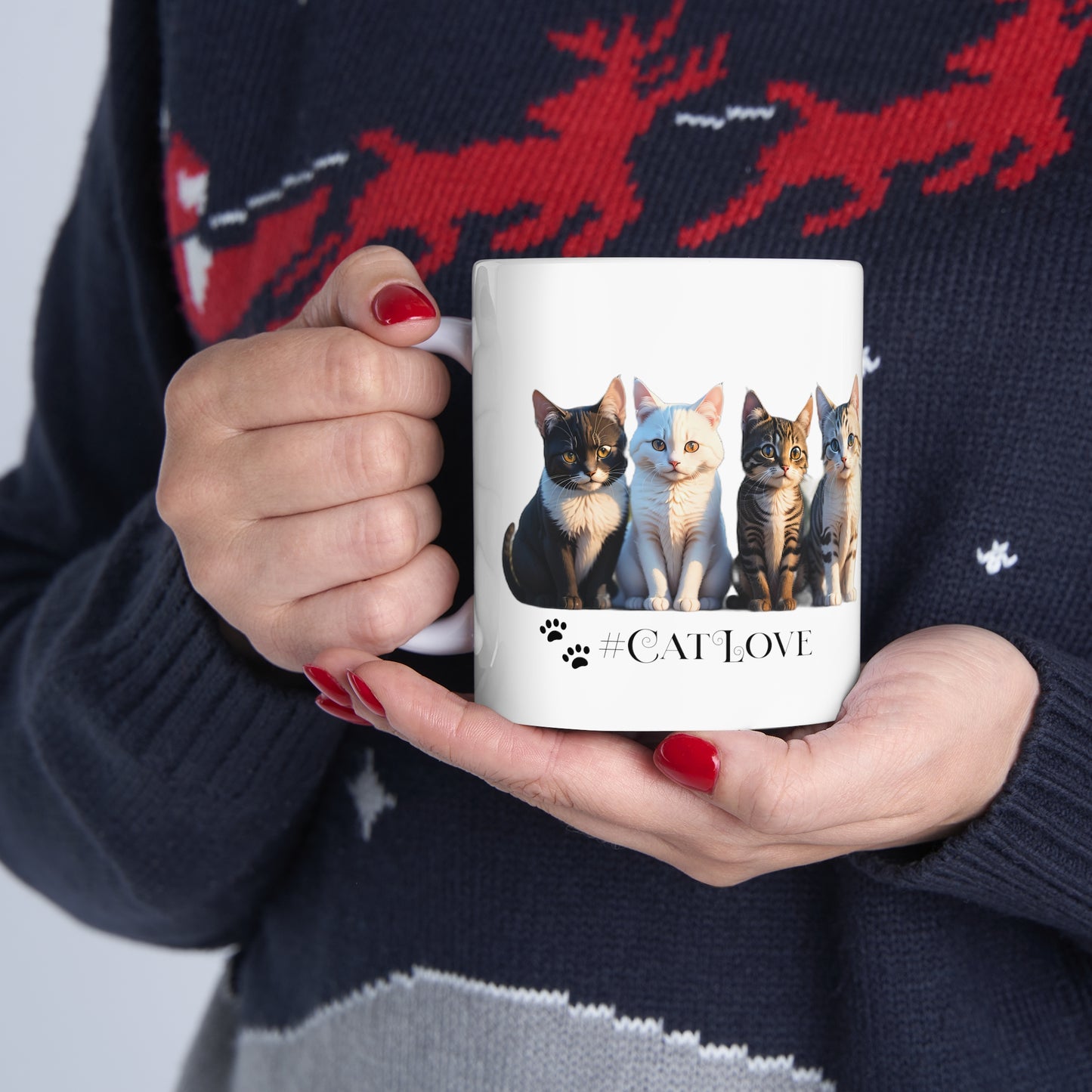 Ceramic Mug 11oz: #CatLove