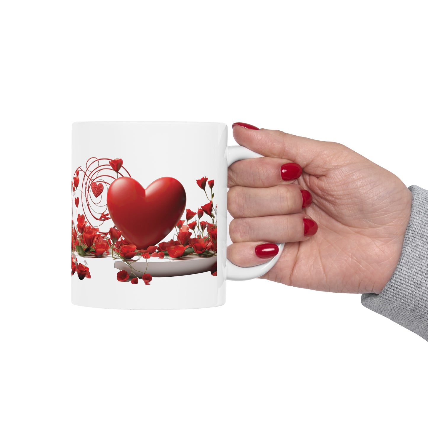 Valentine's Rose Heart: Ceramic Mug 11oz