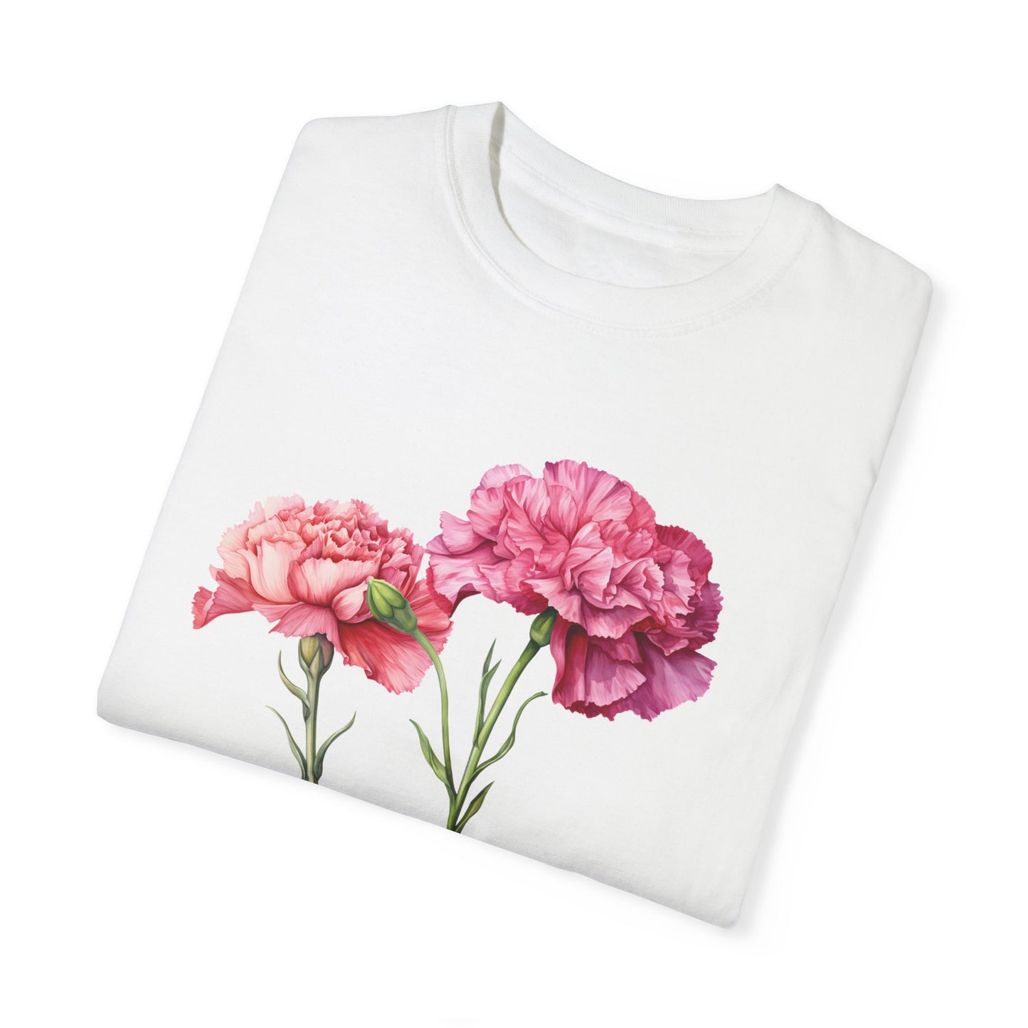 January Birth Flower "Carnation" - Unisex Garment-Dyed T-shirt