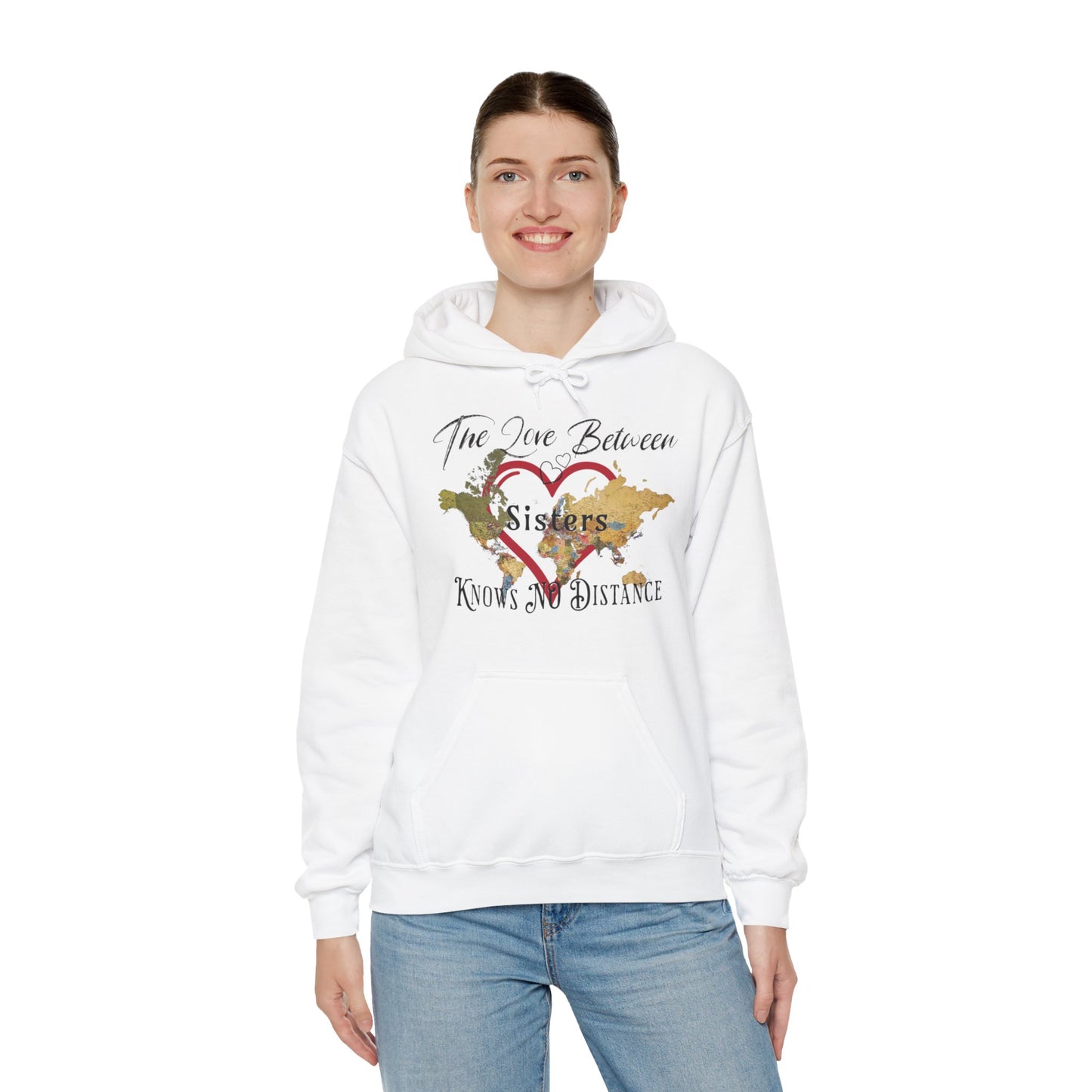 The love between sisters knows no distance - Unisex Heavy Blend™ Hooded Sweatshirt