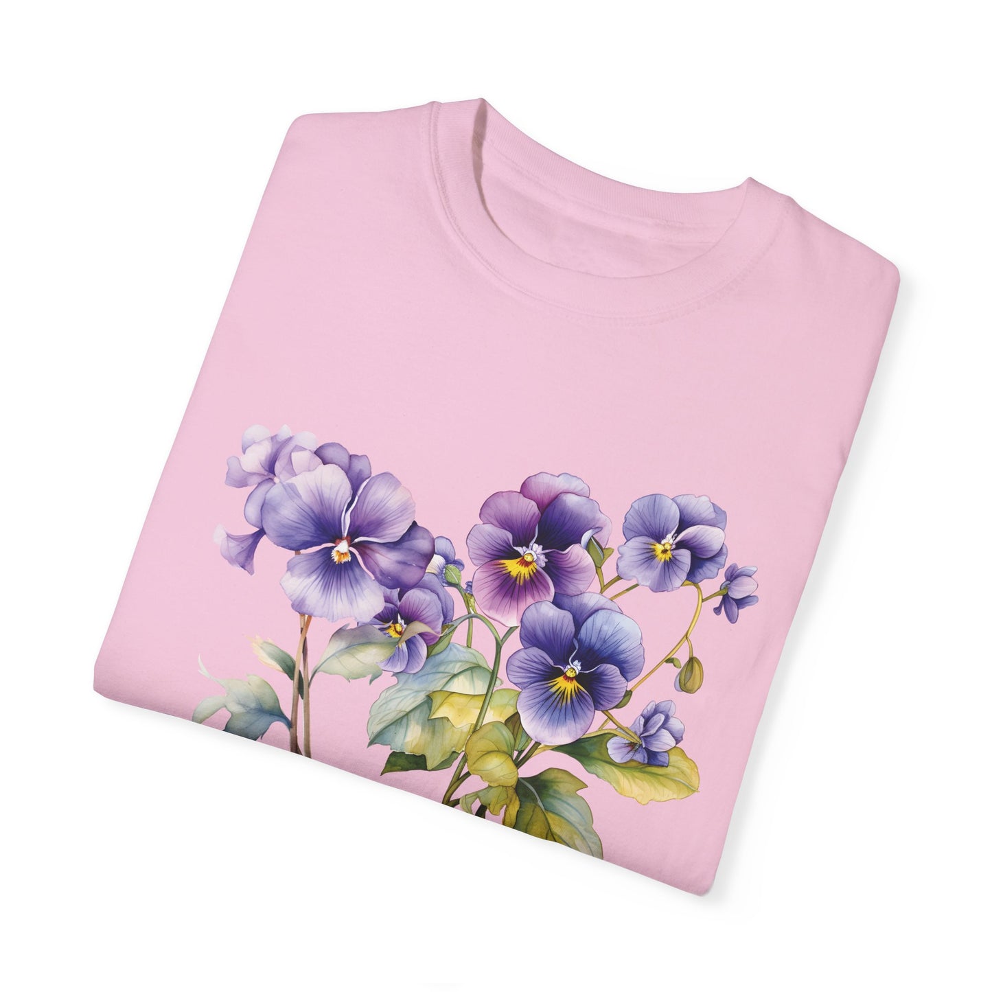 February Birth Flower "Violet" - Unisex Garment-Dyed T-shirt