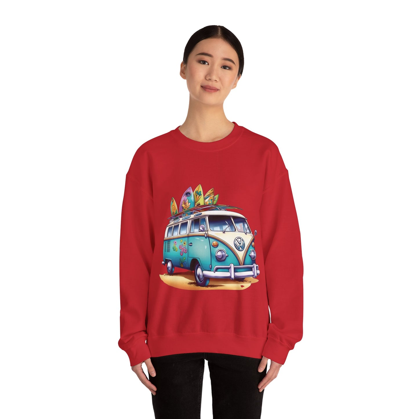 Retro Surf Van - Unisex Heavy Blend™ Crewneck Sweatshirt