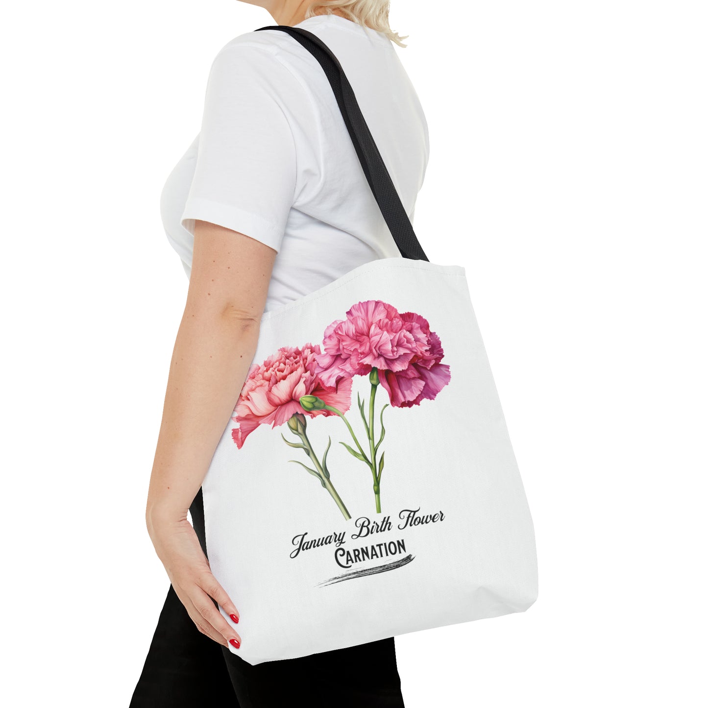 January Birth Flower: Carnation - Tote Bag (AOP)