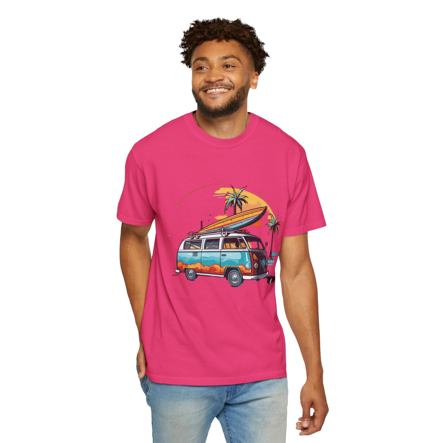 Retro Surf Van: Unisex Garment-Dyed T-shirt