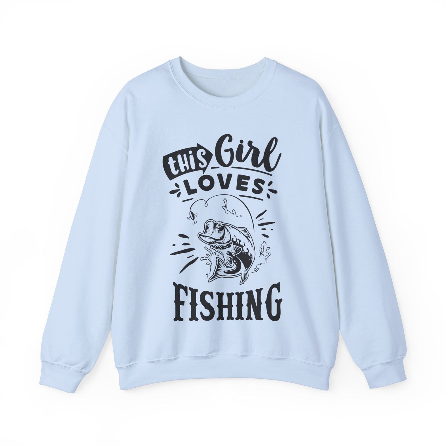 This girl loves fishing - Unisex Heavy Blend™ Crewneck Sweatshirt