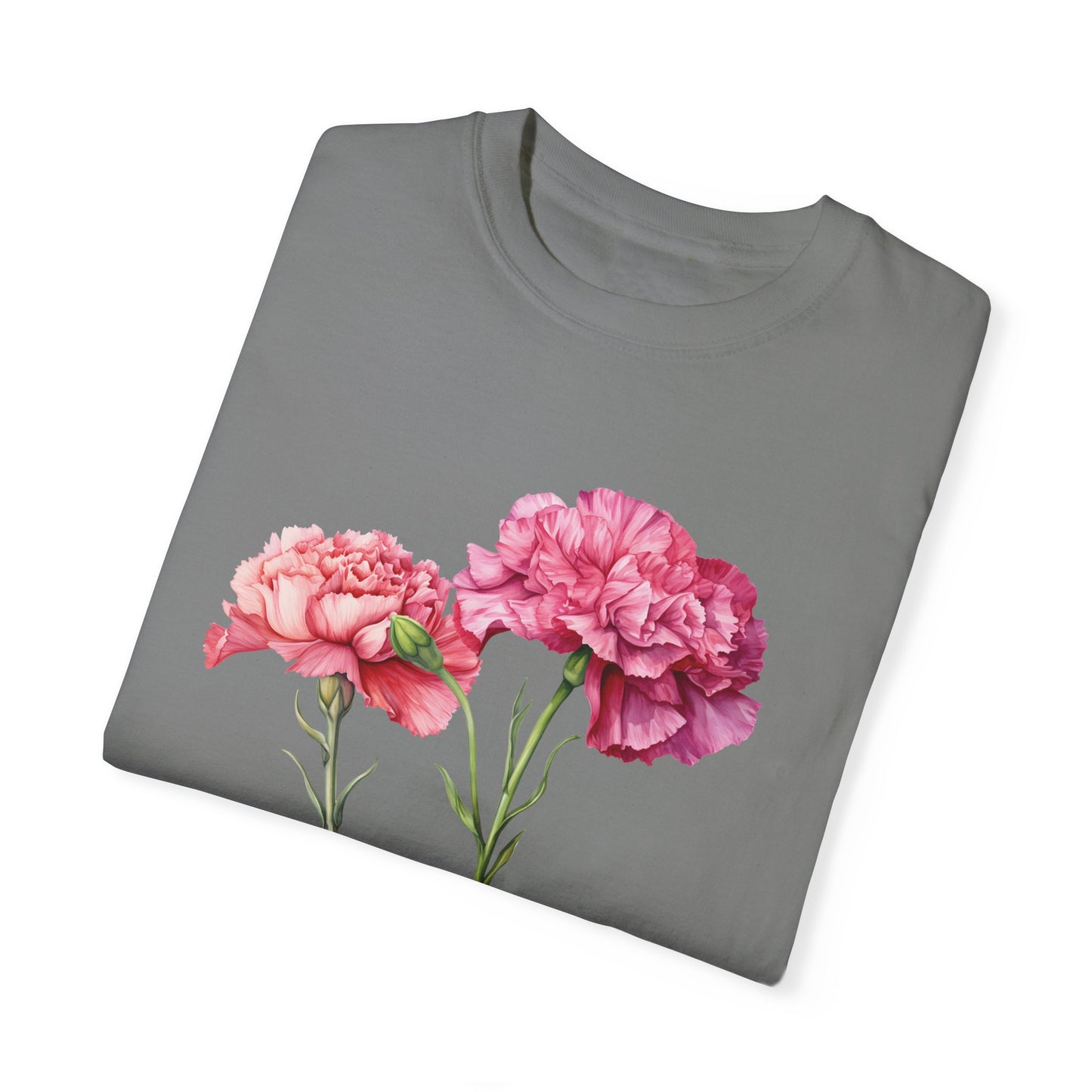 January Birth Flower "Carnation" - Unisex Garment-Dyed T-shirt